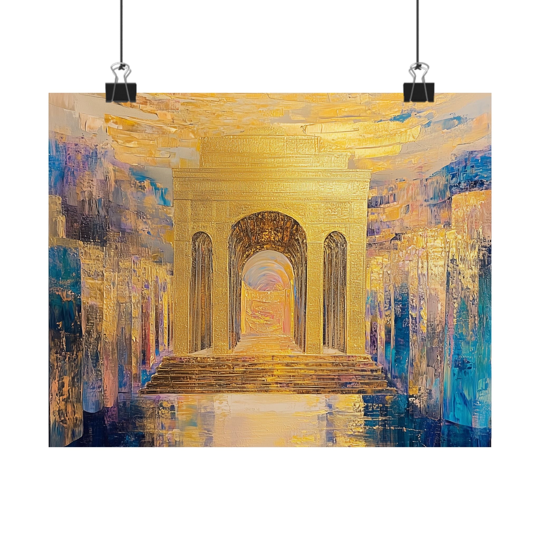 Golden Jerusalem Gate Wall Art Home Decor Print Judaica Poster