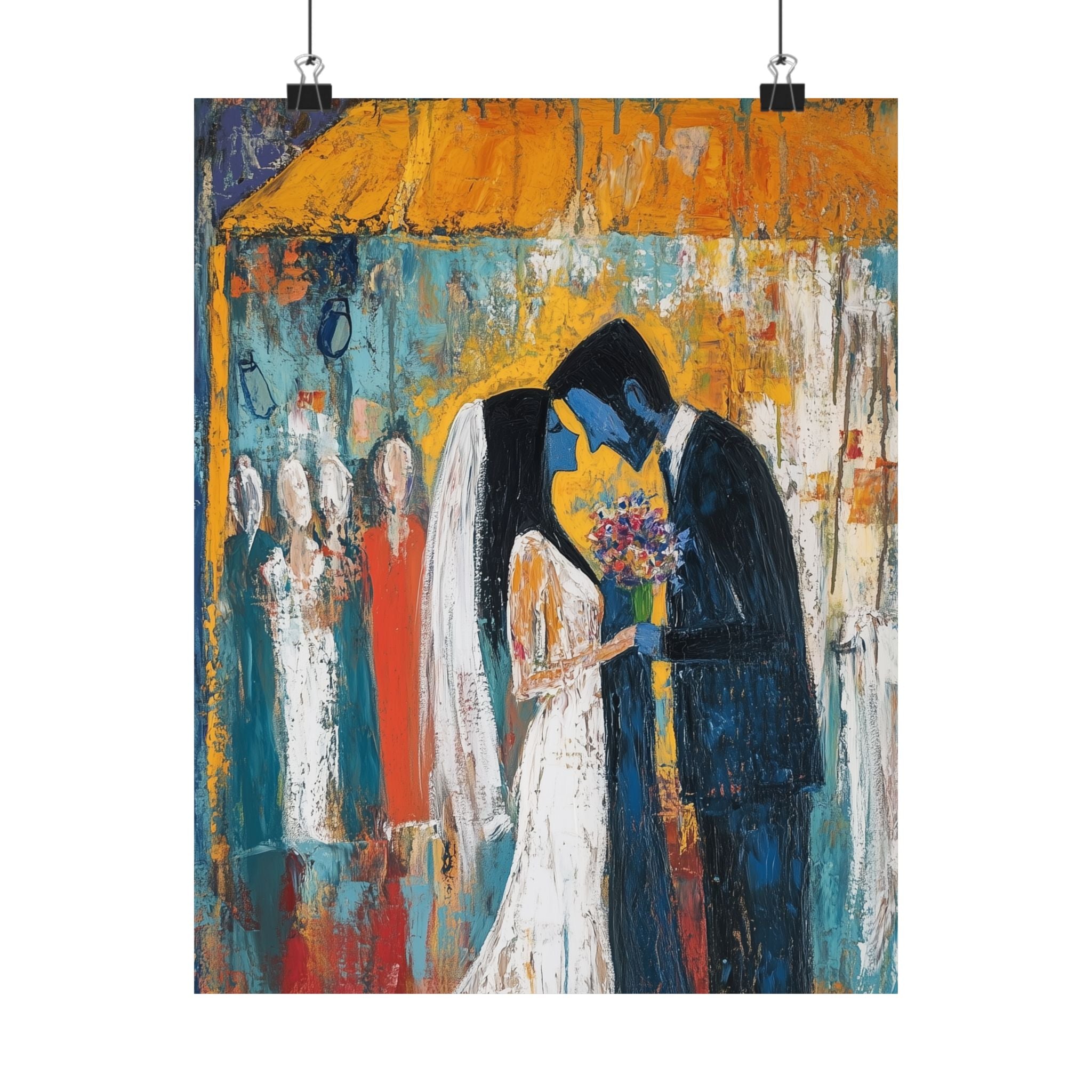 Jewish Wedding Under Chuppah Wall Art Decor Judaica Gift Art