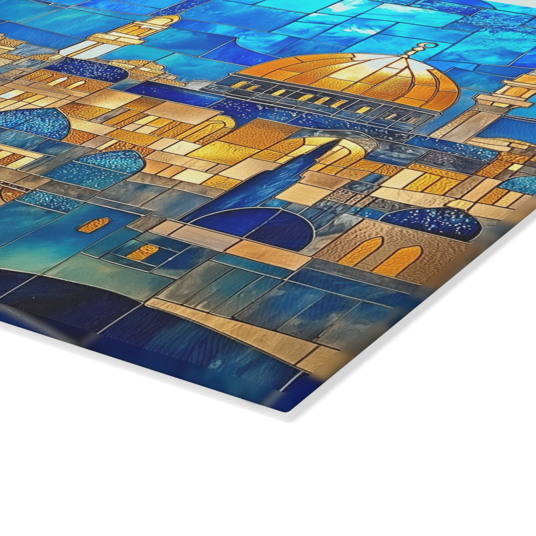 מגש יודאיקה מזכוכית לחלה ירושלמית