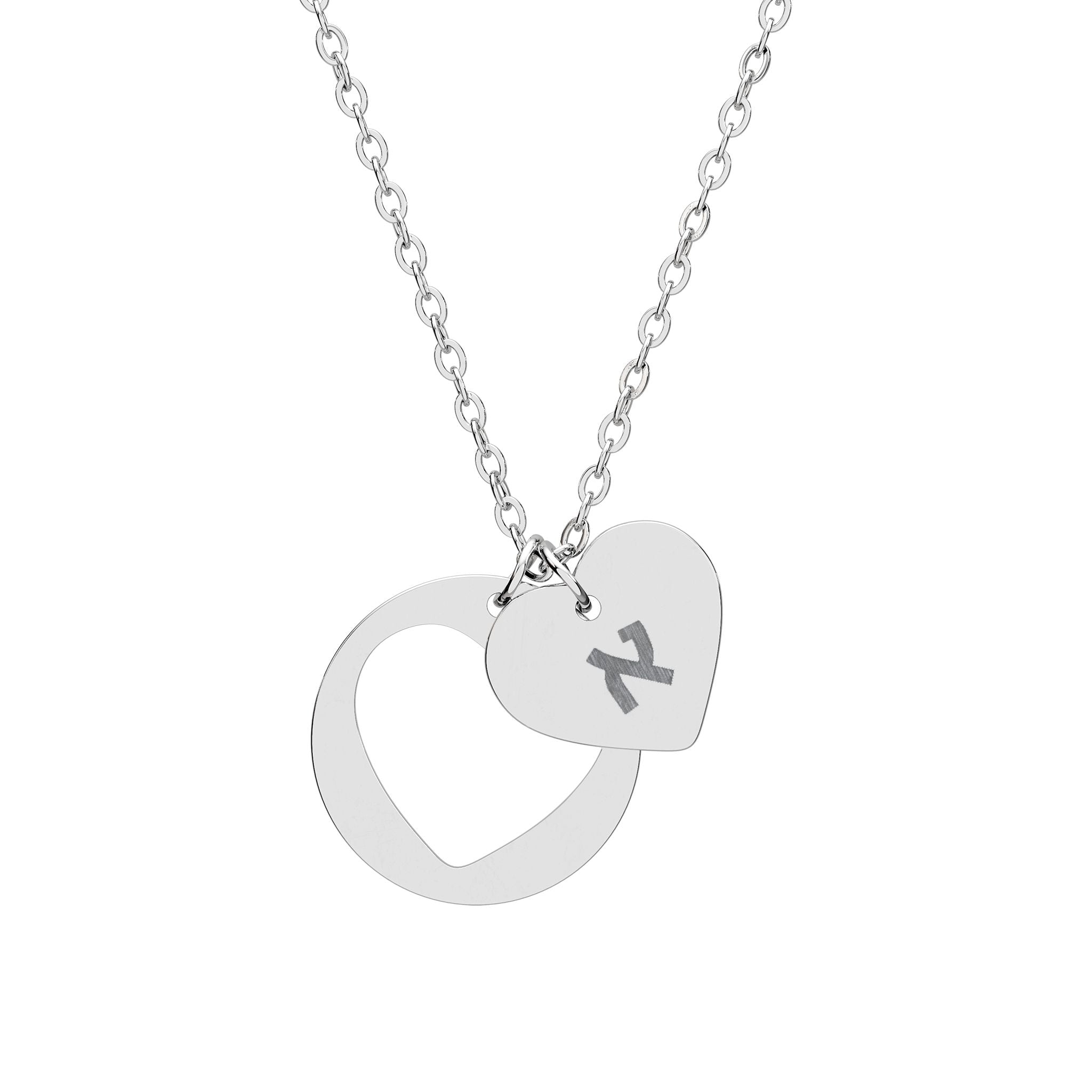 Personalized Hebrew Initial Necklace Heart Necklace Hebrew Letter Stainless Steel Engraved