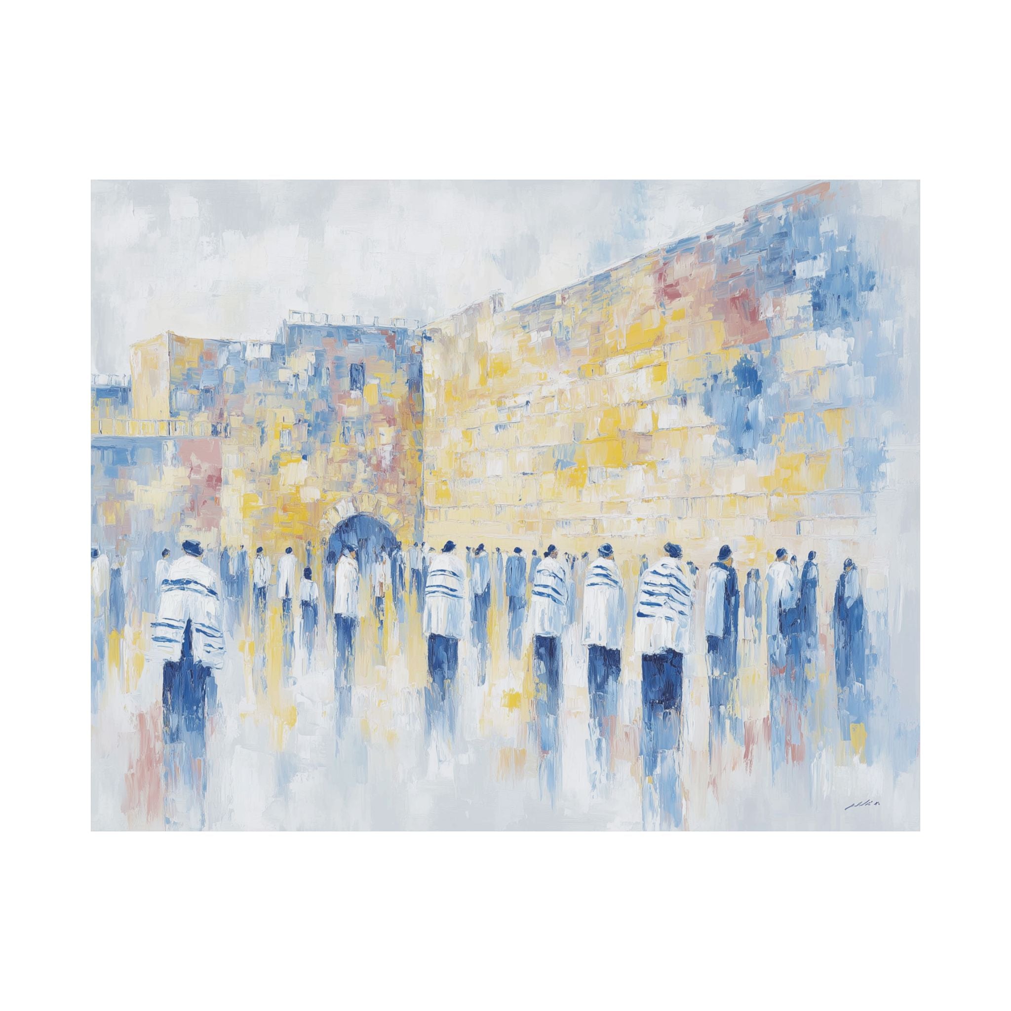 ציור קנבס של אמנות יודאיקה בכותל המערבי