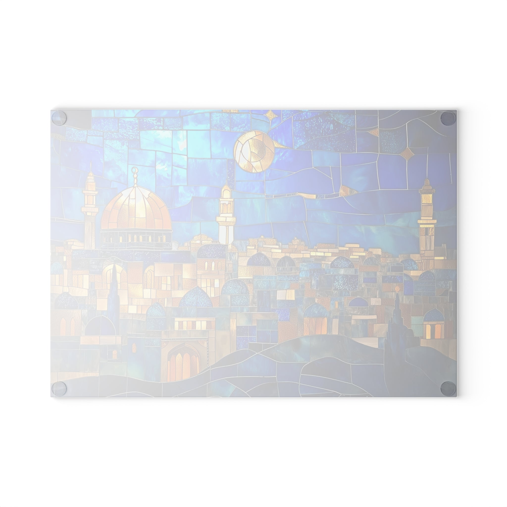 מגש יודאיקה מזכוכית לחלה ירושלמית