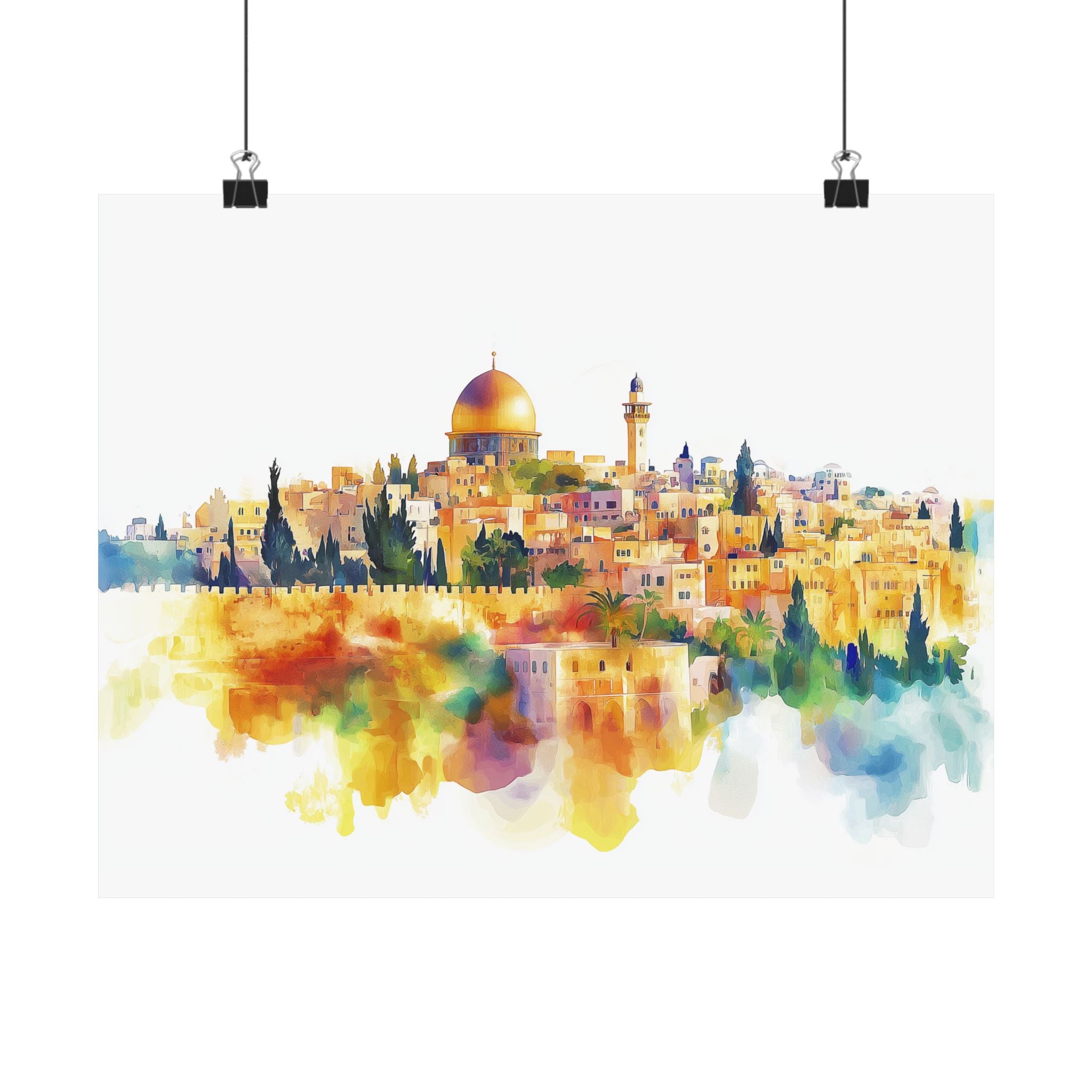 Jerusalem Wall Art Poster Dome Of The Rock Judaica Art Gift
