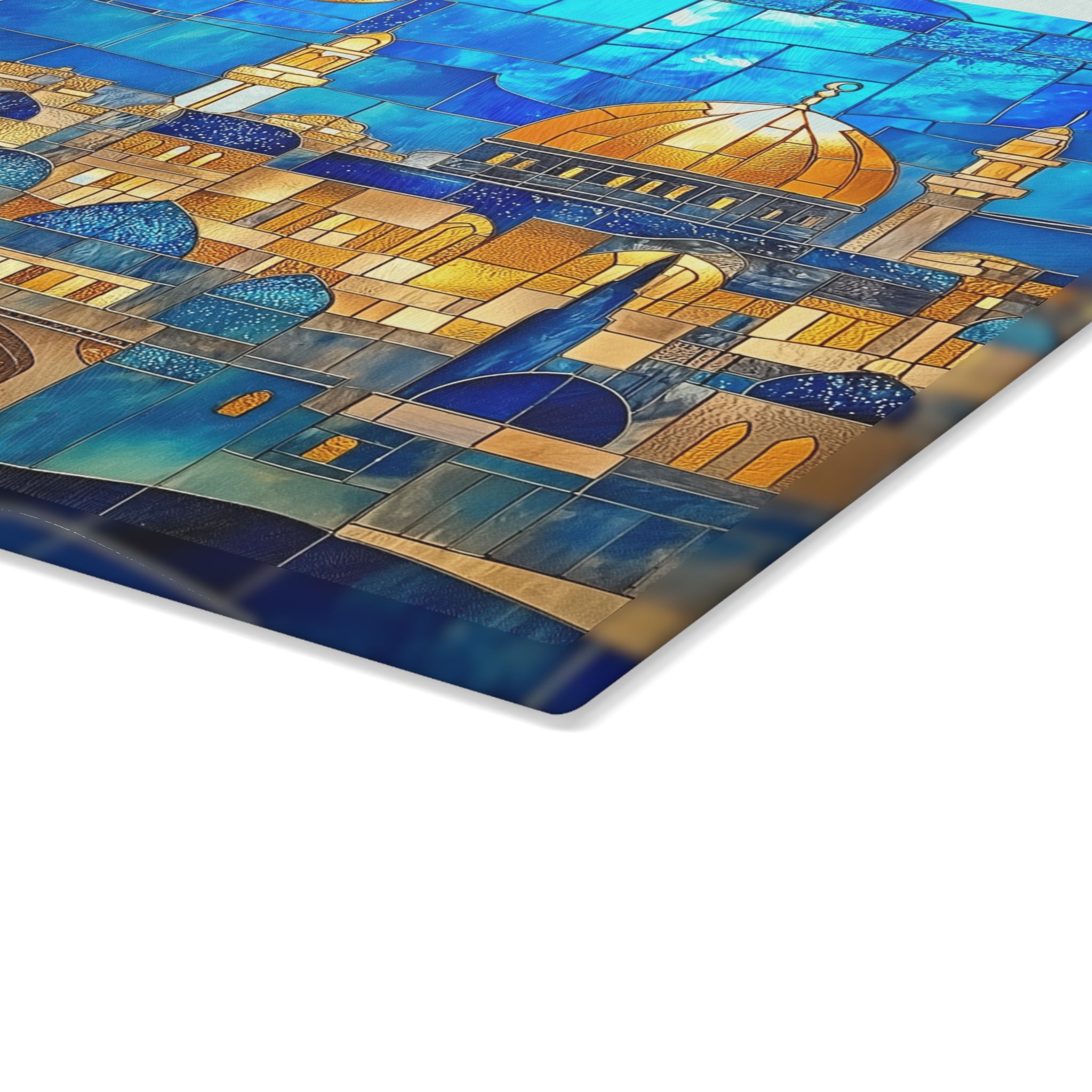 מגש יודאיקה מזכוכית לחלה ירושלמית