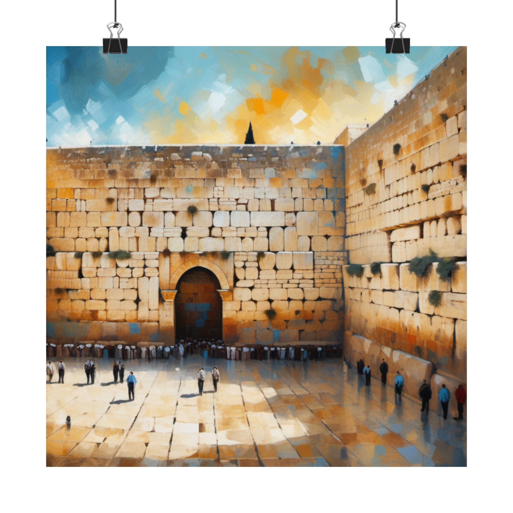 הדפס ציור שמן של הכותל המערבי, פוסטרים אנכיים מט