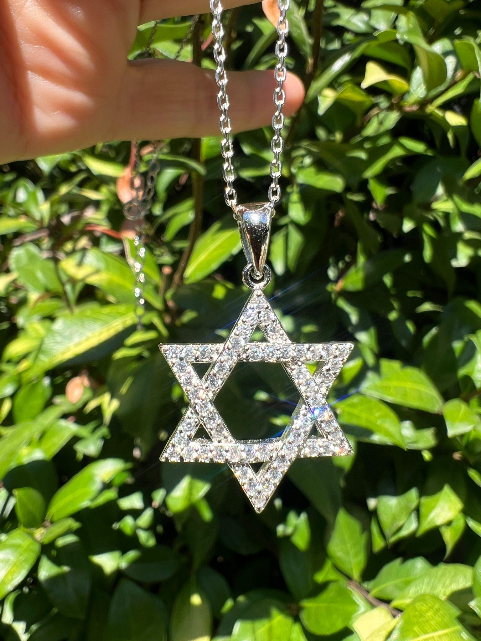 CZ שרשרת מגן דוד ישראל 925 כסף סטרלינג