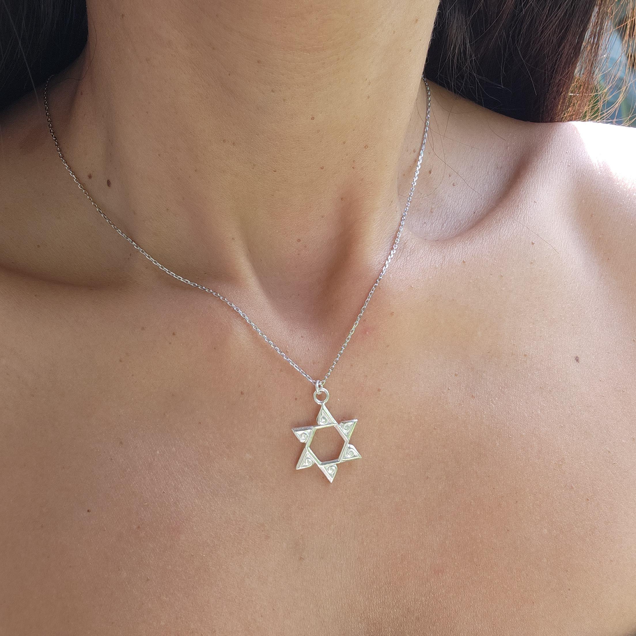 Magen David Necklace Israel 925 Silver Star of David Necklace