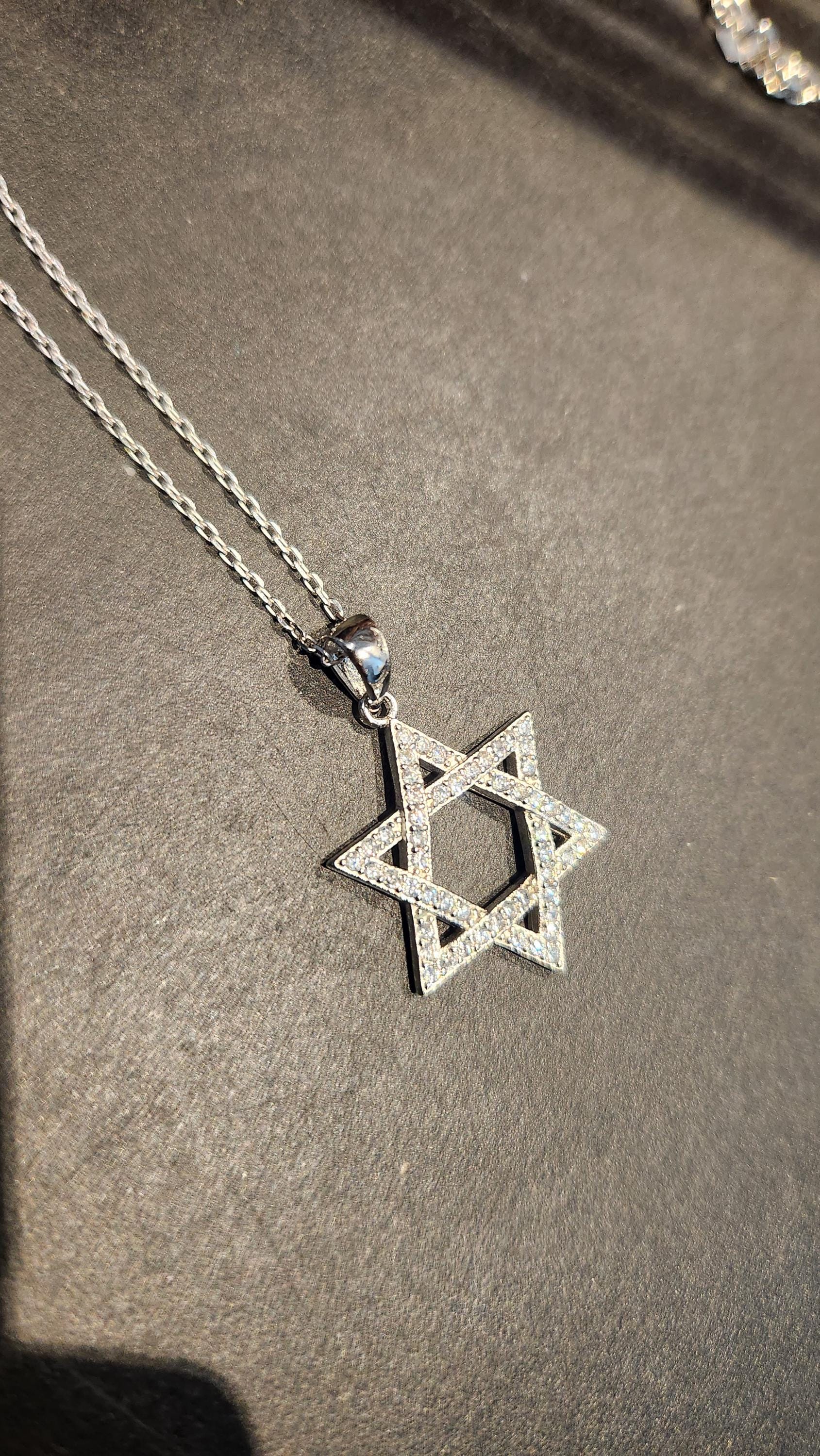 CZ שרשרת מגן דוד ישראל 925 כסף סטרלינג