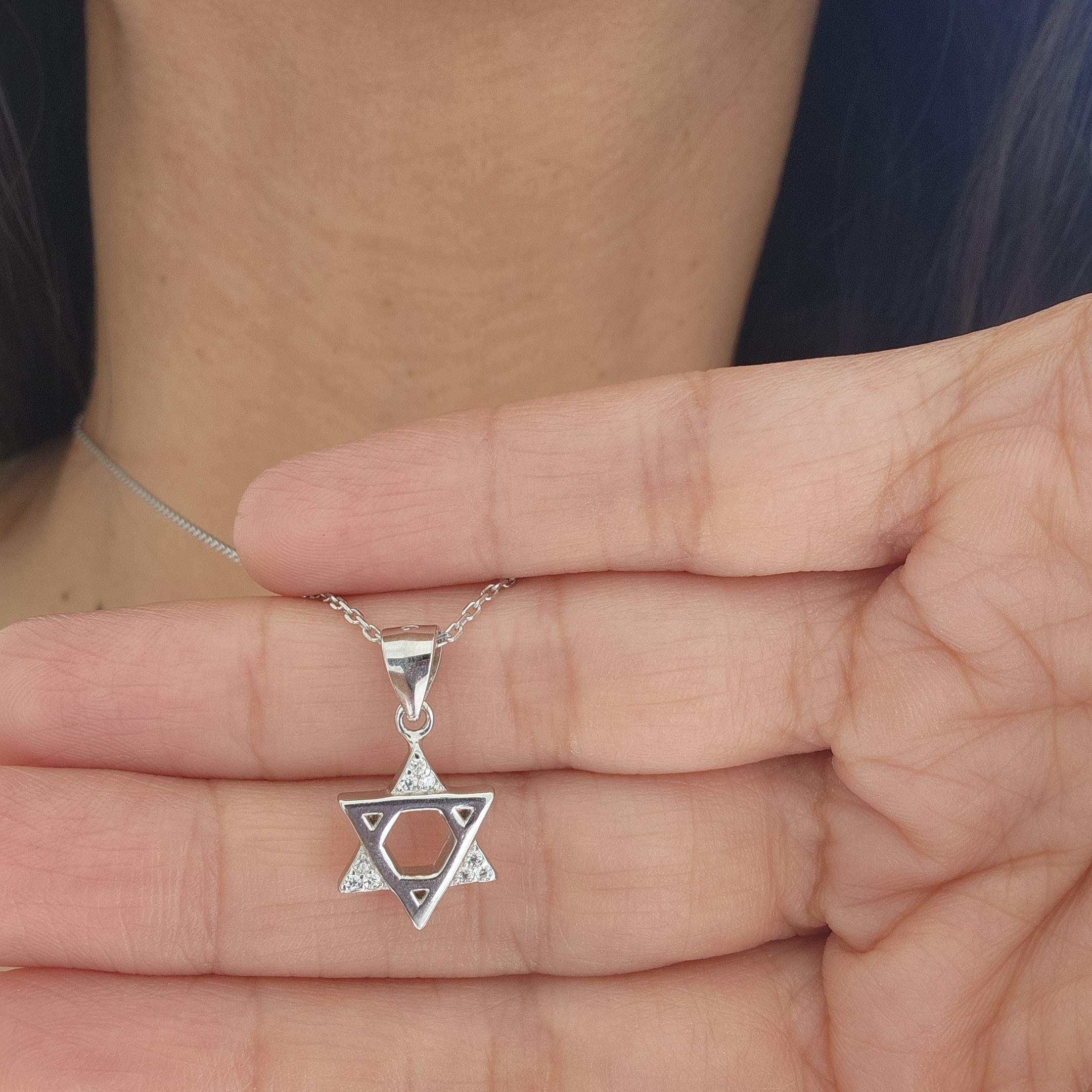CZ שרשרת מגן דוד ישראל 925 כסף סטרלינג