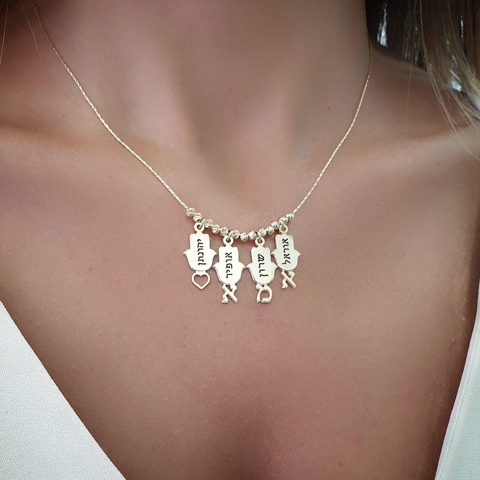 Personalized Name Necklace Mom Necklace Hebrew Name Necklace