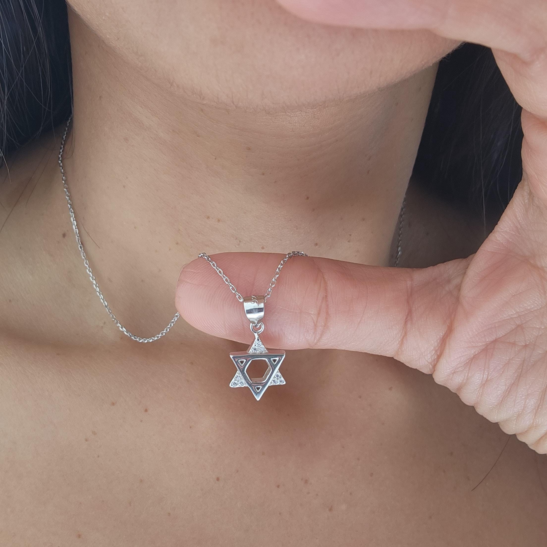 CZ שרשרת מגן דוד ישראל 925 כסף סטרלינג