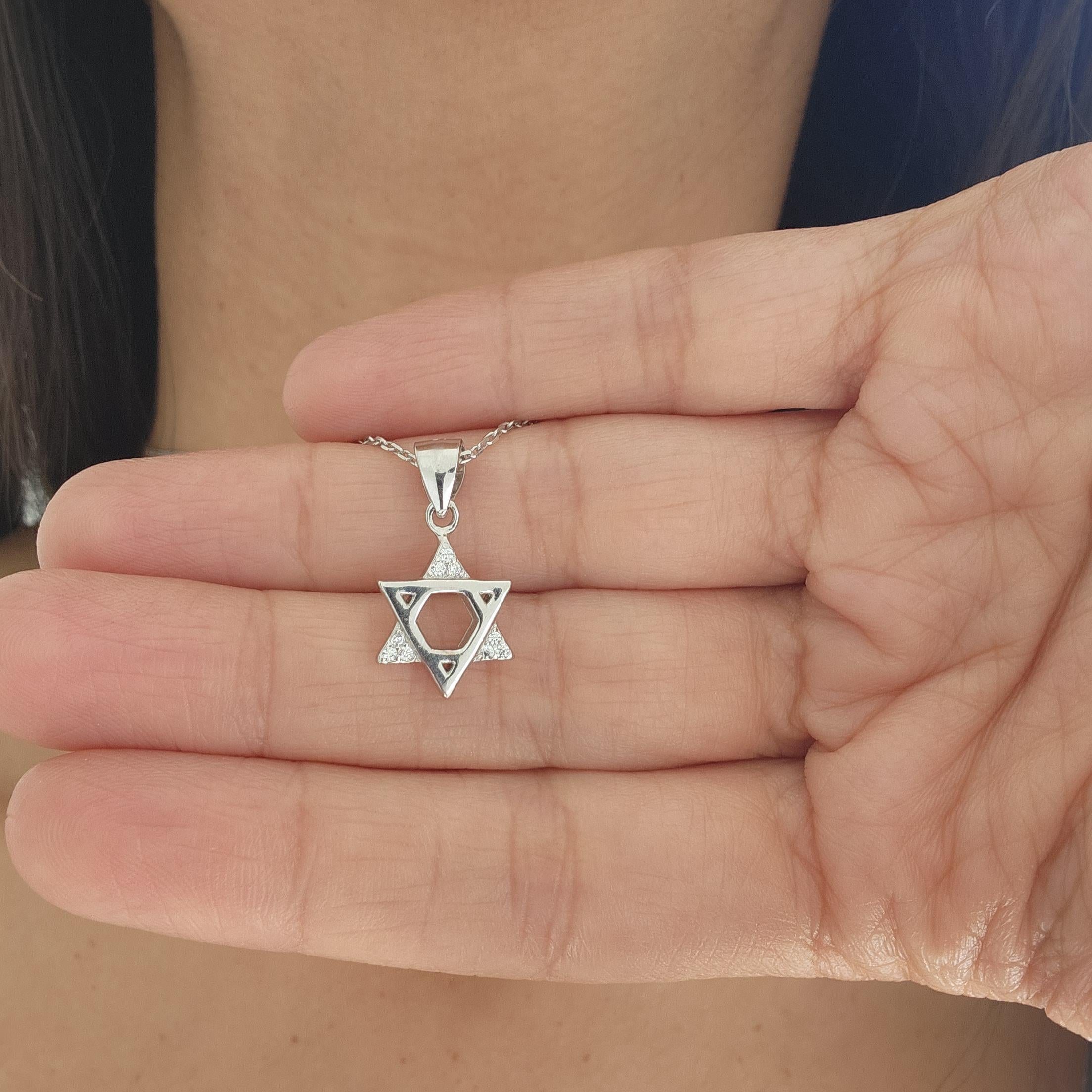 CZ שרשרת מגן דוד ישראל 925 כסף סטרלינג