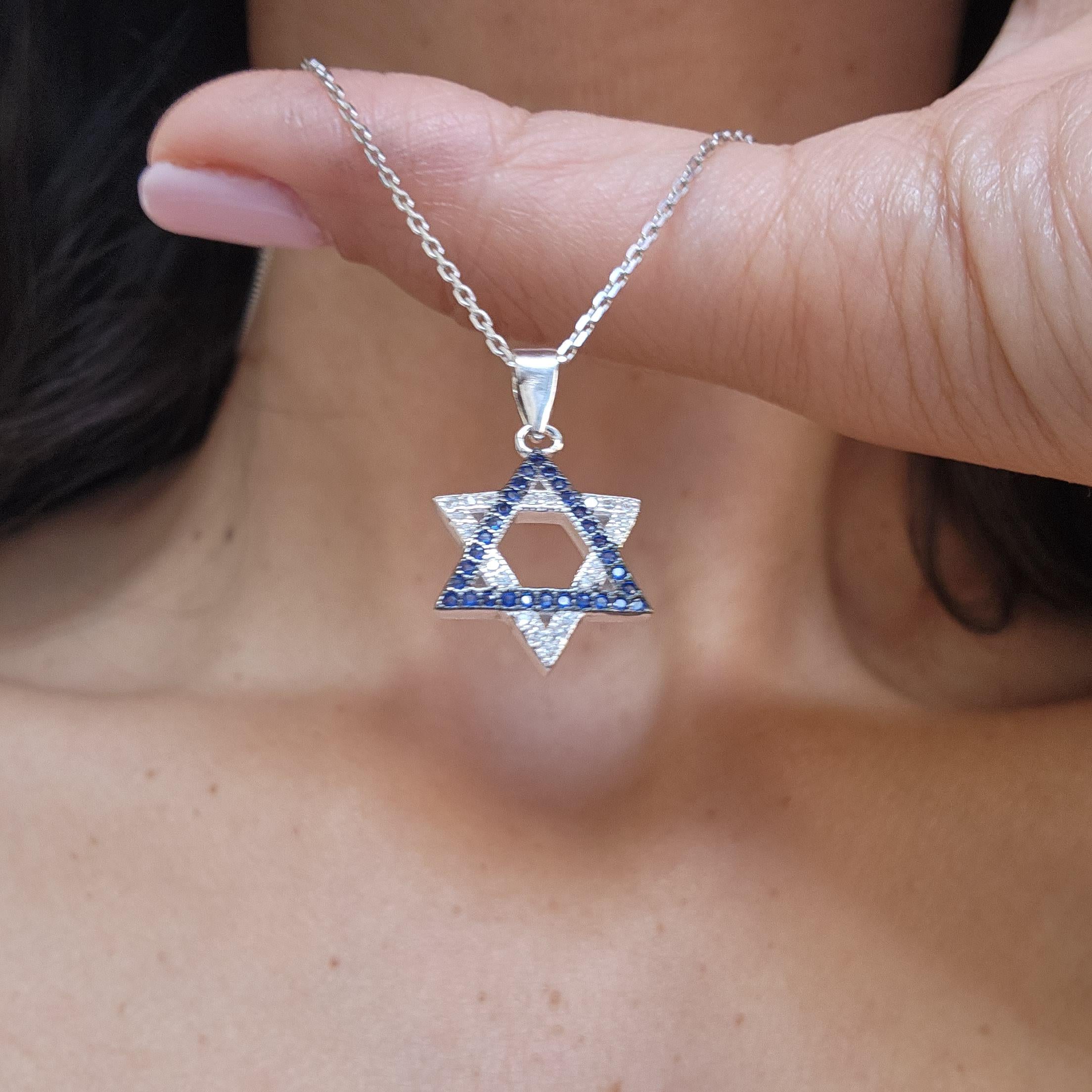 CZ שרשרת מגן דוד ישראל 925 כסף סטרלינג