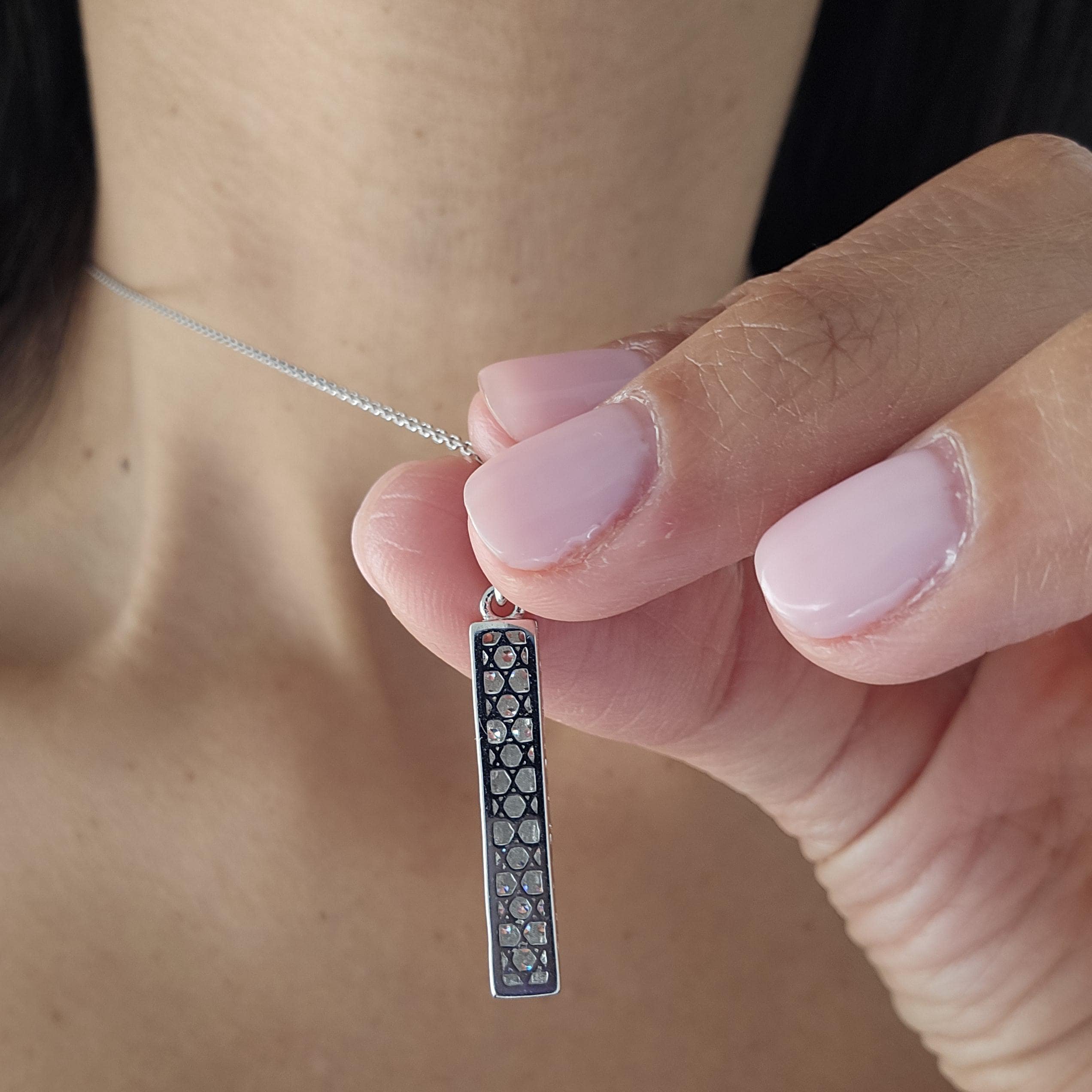 Sterling Silver Mezuzah Pendant Judaica Jewelry 925 Silver Mezuzah Israel Necklace Magen David Necklace Jewish Star Necklace Israeli Jewelry