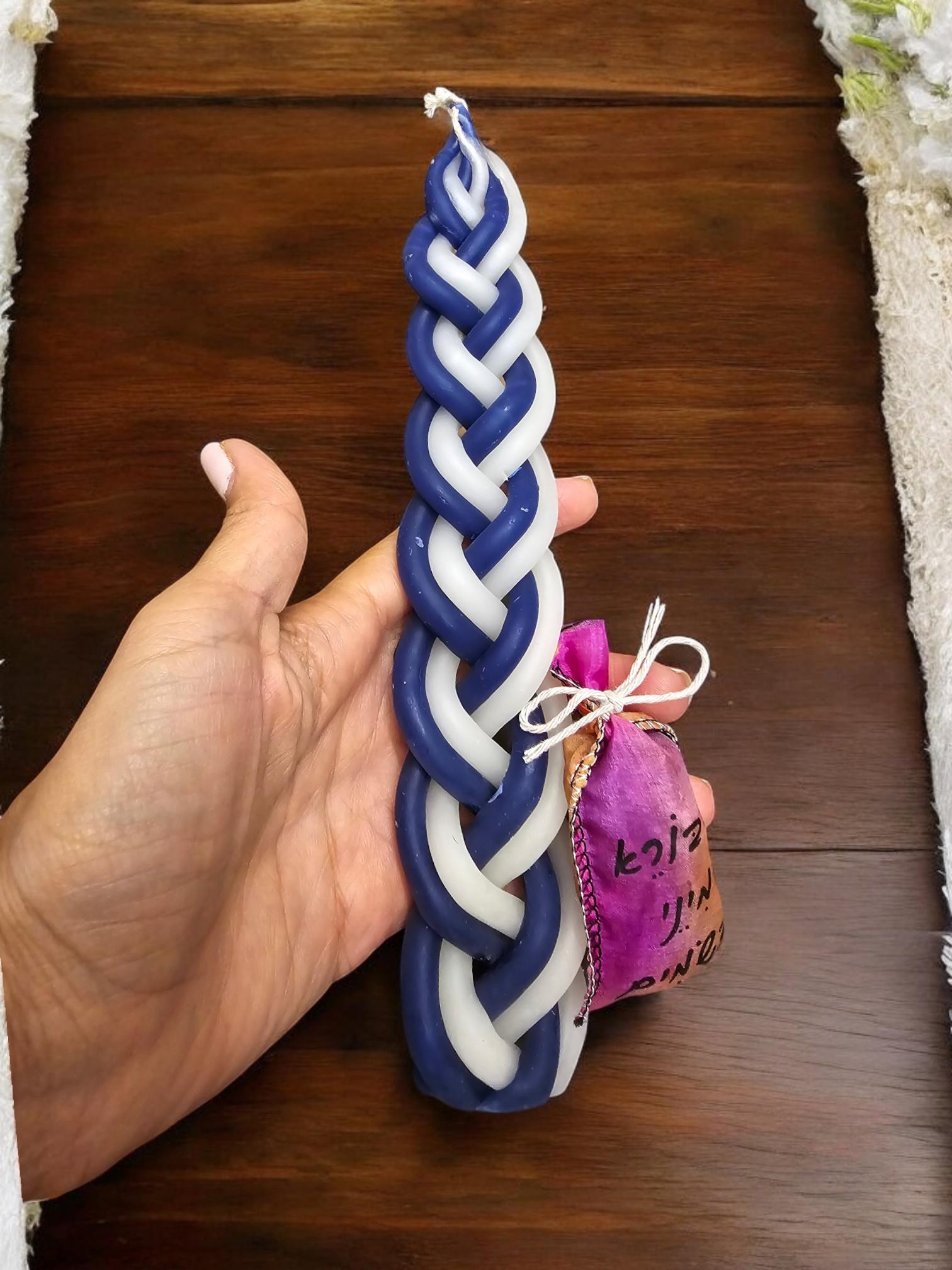 ערכת נרות שבת הבדלה לגביע שבת קידוש שבת שלום ברכת יודאיקה מתנה יהודית ישראל אומנות פמוט הבדלה
