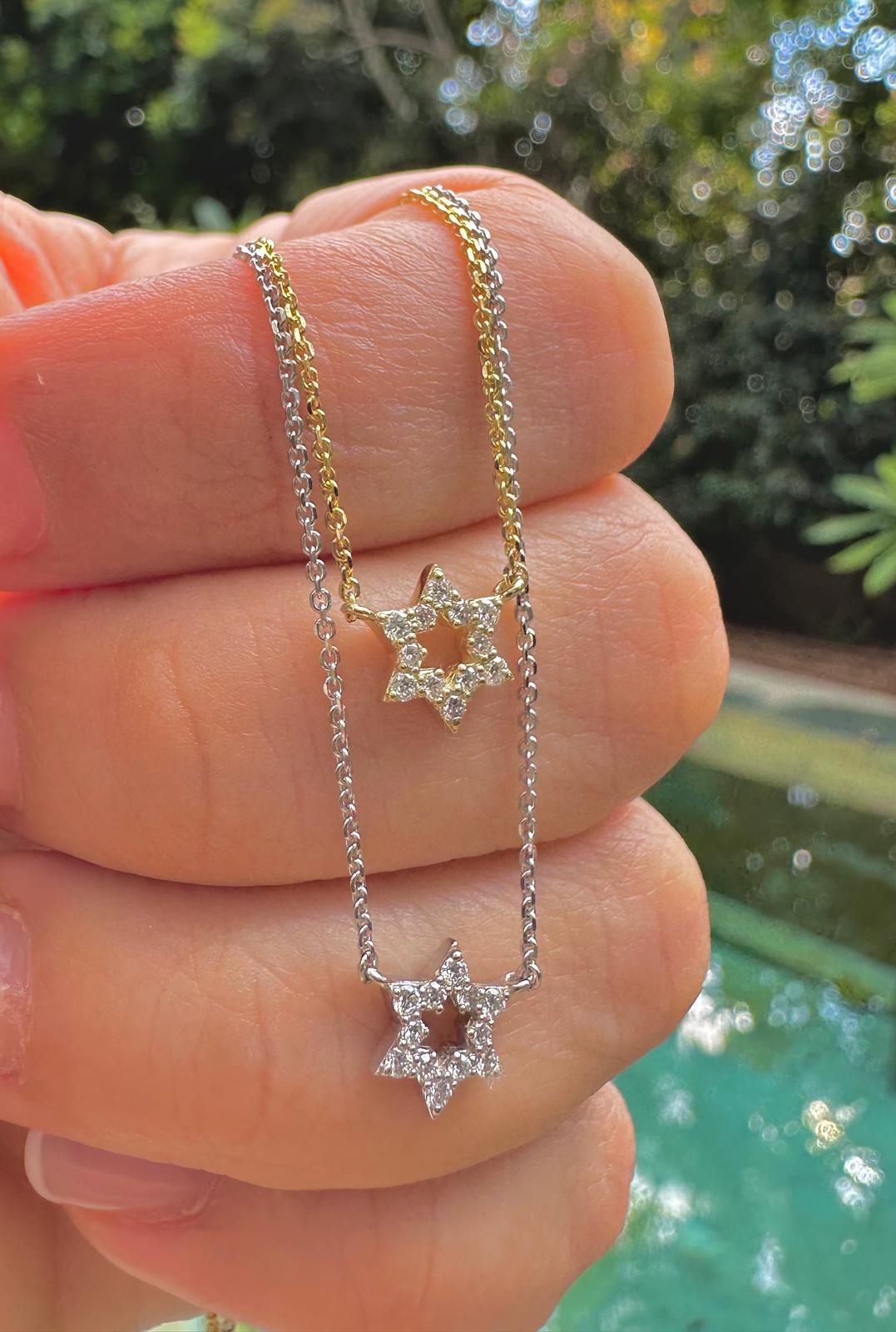 שרשרת יהלומים מגן דוד 14 קראט זהב מלא