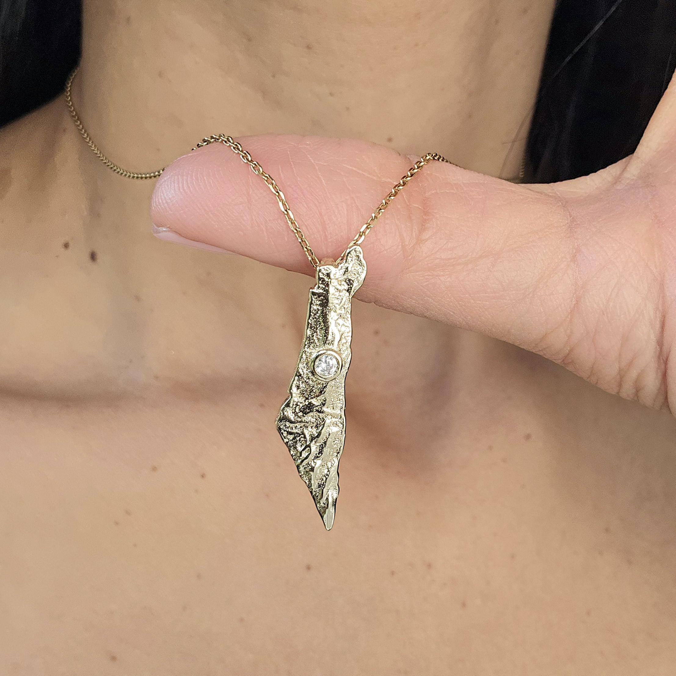 Israel Map Necklace Jewish Star Necklace