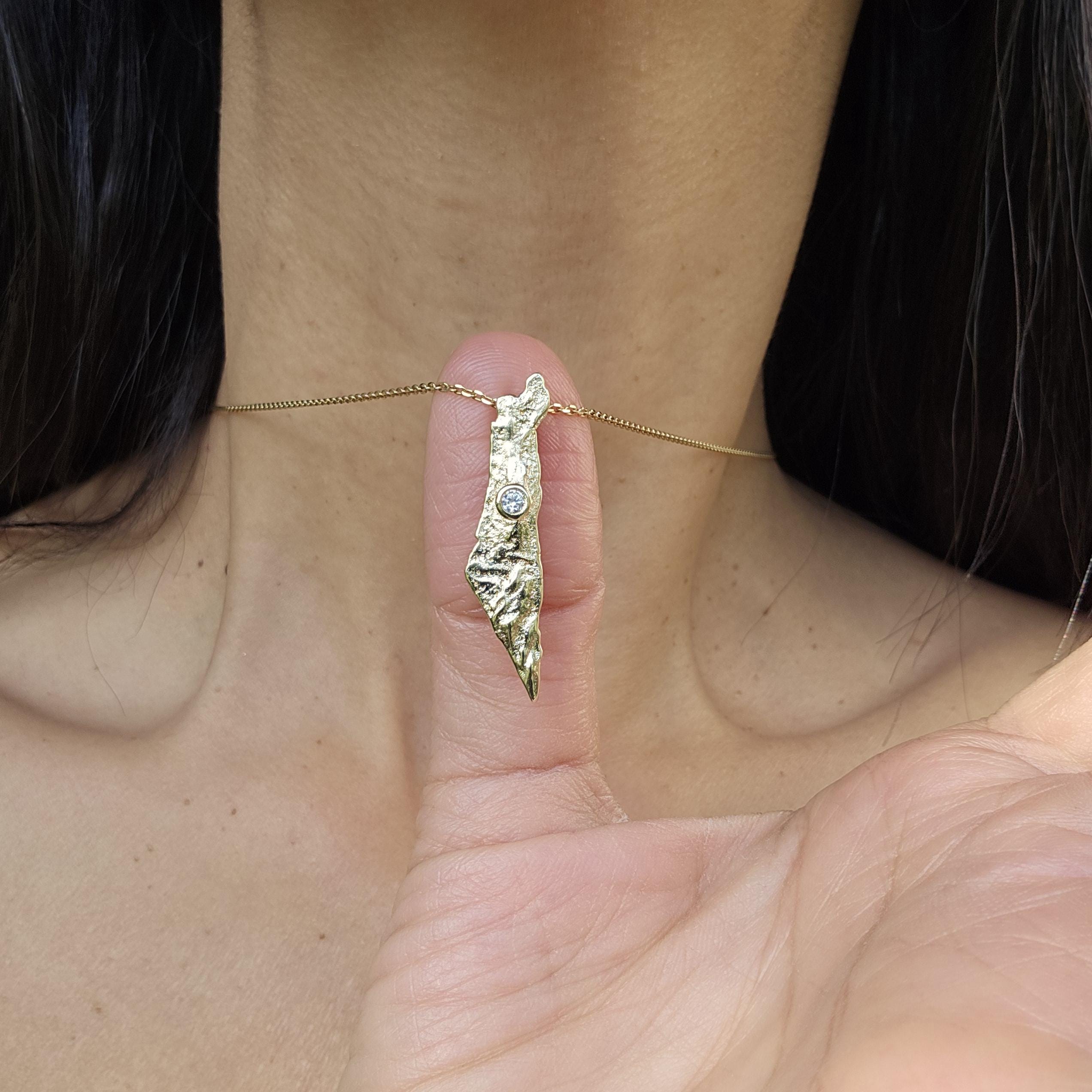 Israel Map Necklace Jewish Star Necklace