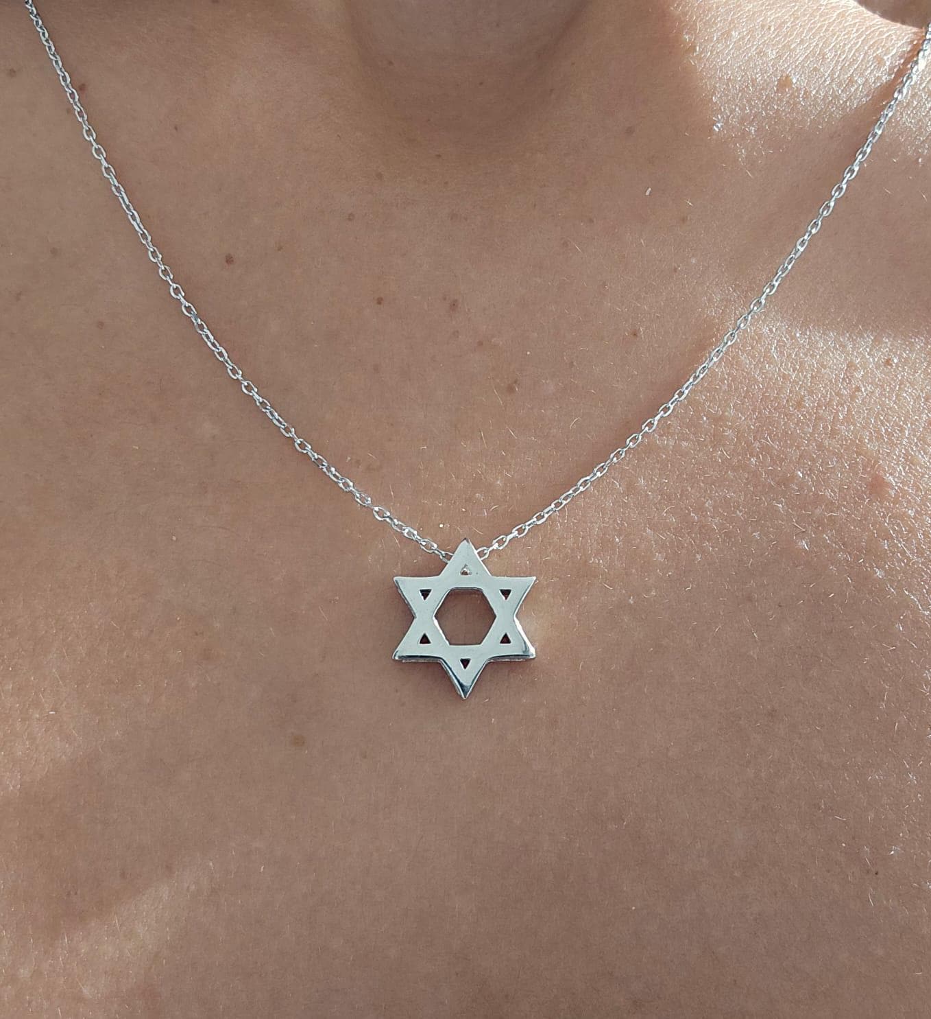 CZ שרשרת מגן דוד ישראל 925 כסף סטרלינג
