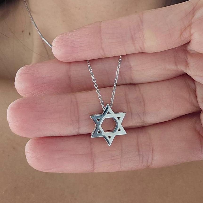 CZ שרשרת מגן דוד ישראל 925 כסף סטרלינג