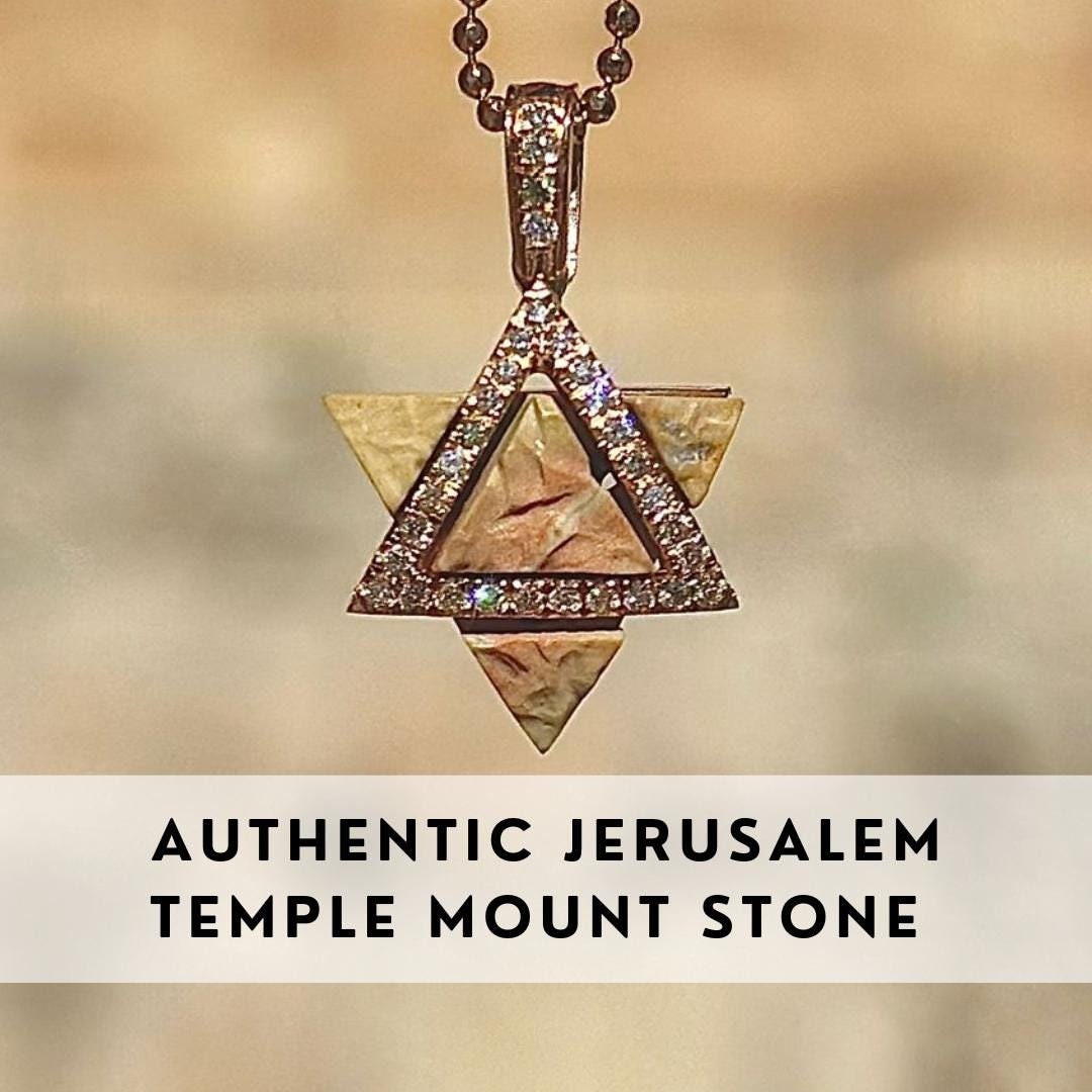 Magen David Necklace Jerusalem Stone Israel Necklace Diamond Gold Necklace Temple Mount