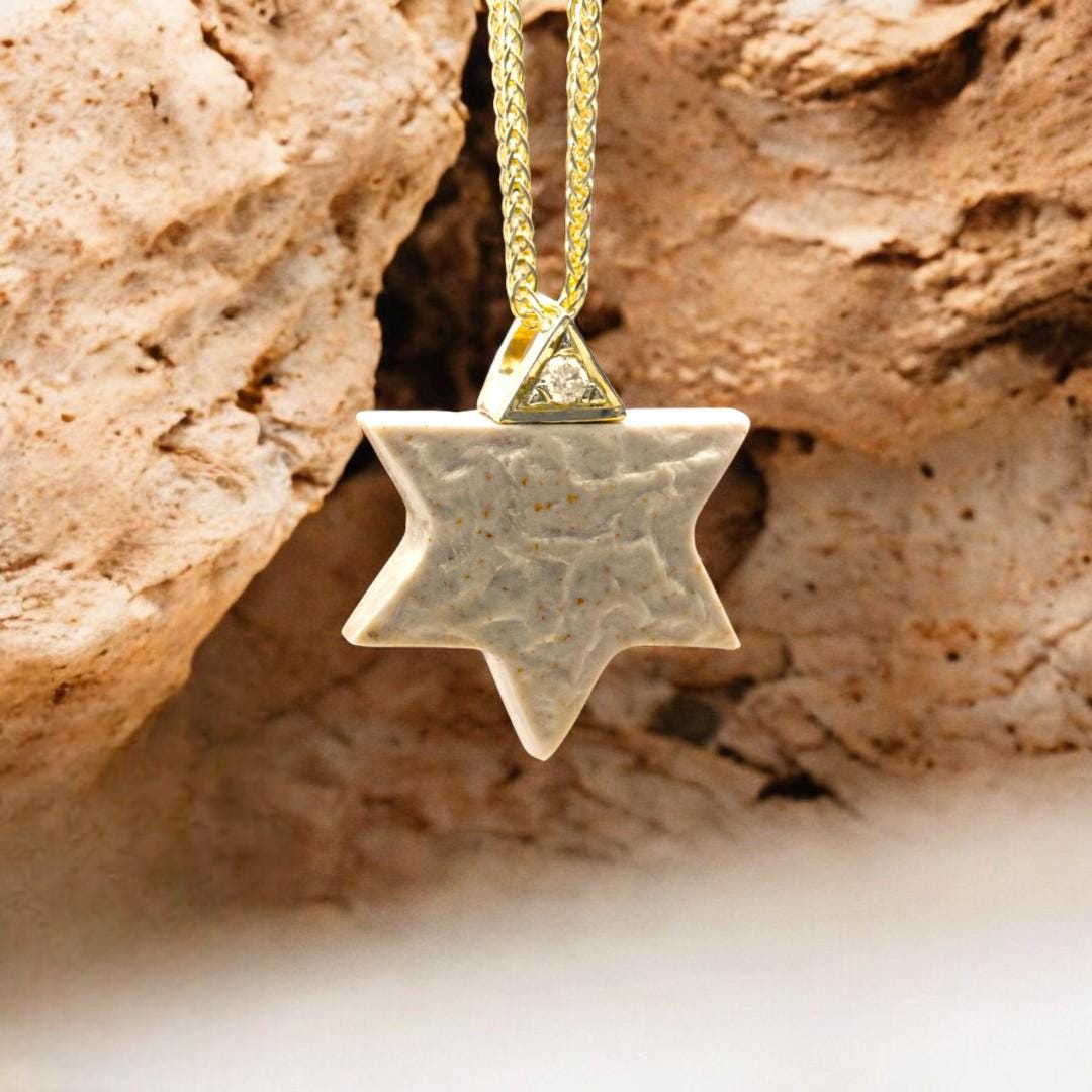 שרשרת מגן דוד ירושלים אבן ישראל שרשרת יהלום שרשרת זהב הר הבית
