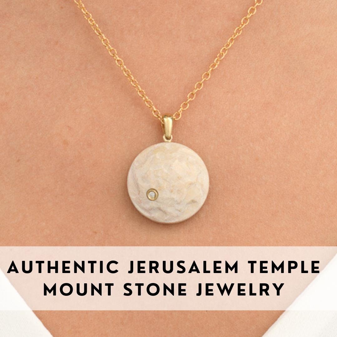 Jerusalem Stone Israel Necklace Diamond Gold Necklace Temple Mount