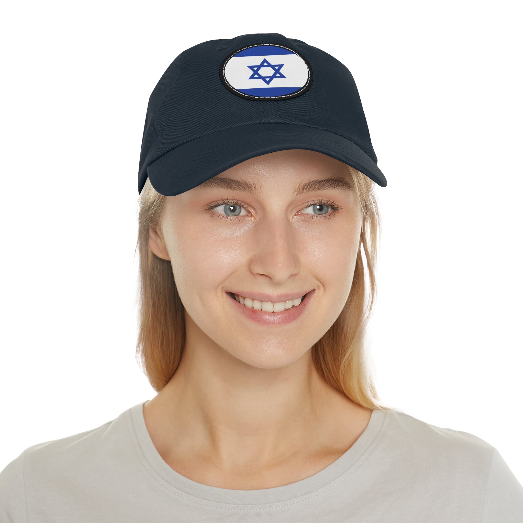 Hat with Leather Patch Israel Flag - Jewselry