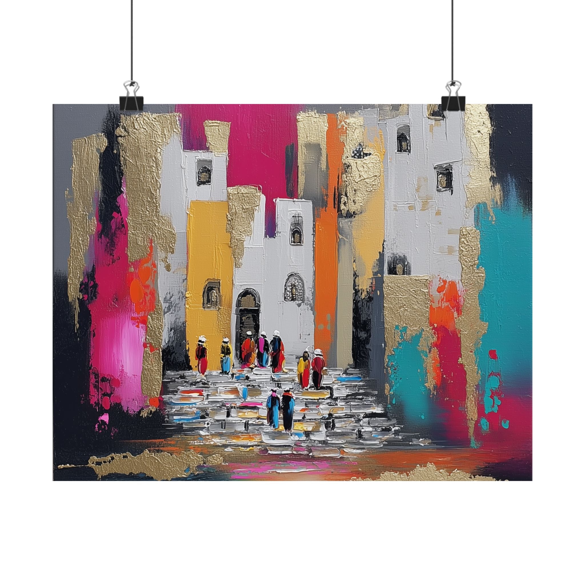 קישוטי אמנות קיר ירושלמית צבעוניים על קנבס