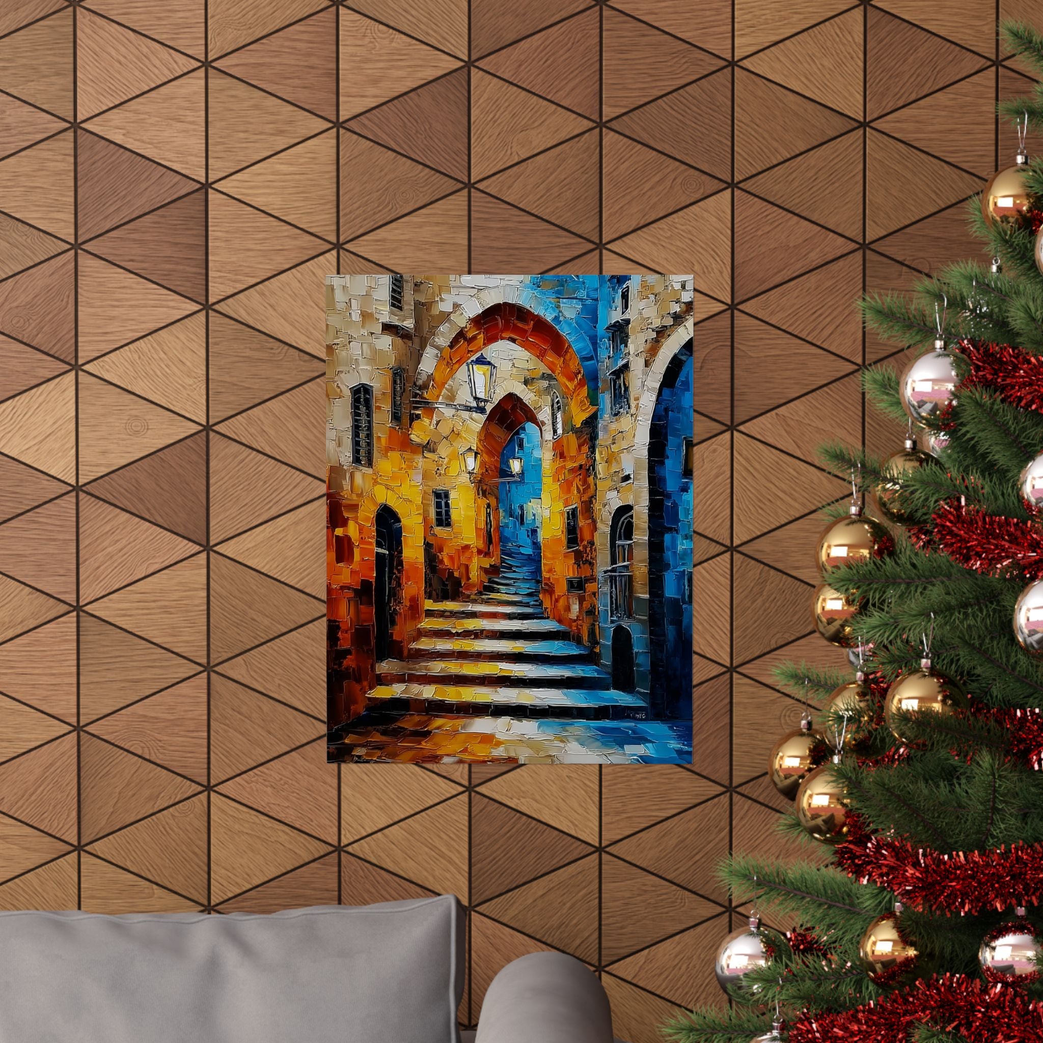 ציור קיר יהודי עם ציטוט תנ"כי ותפילה עברית