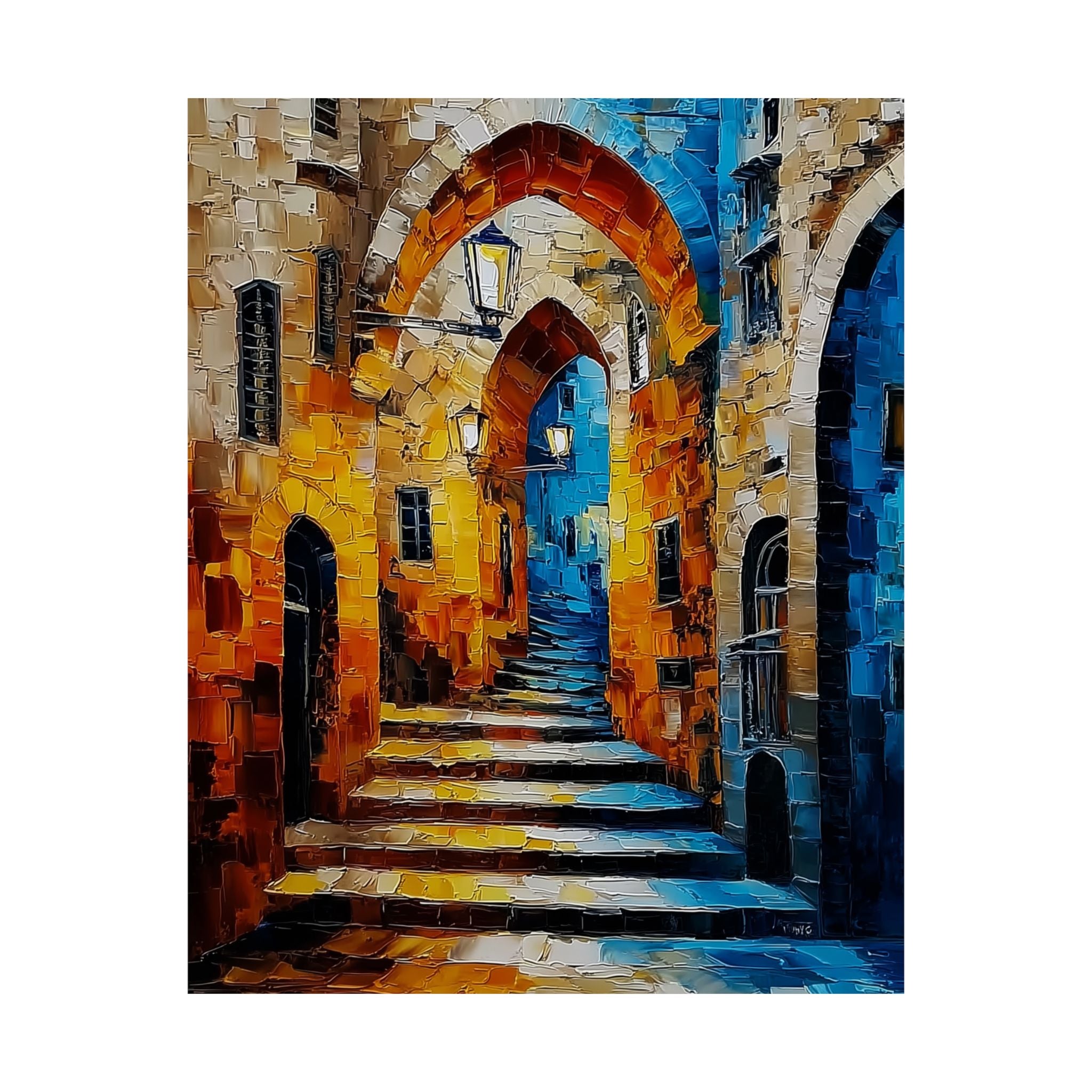 ציור קיר יהודי עם ציטוט תנ"כי ותפילה עברית