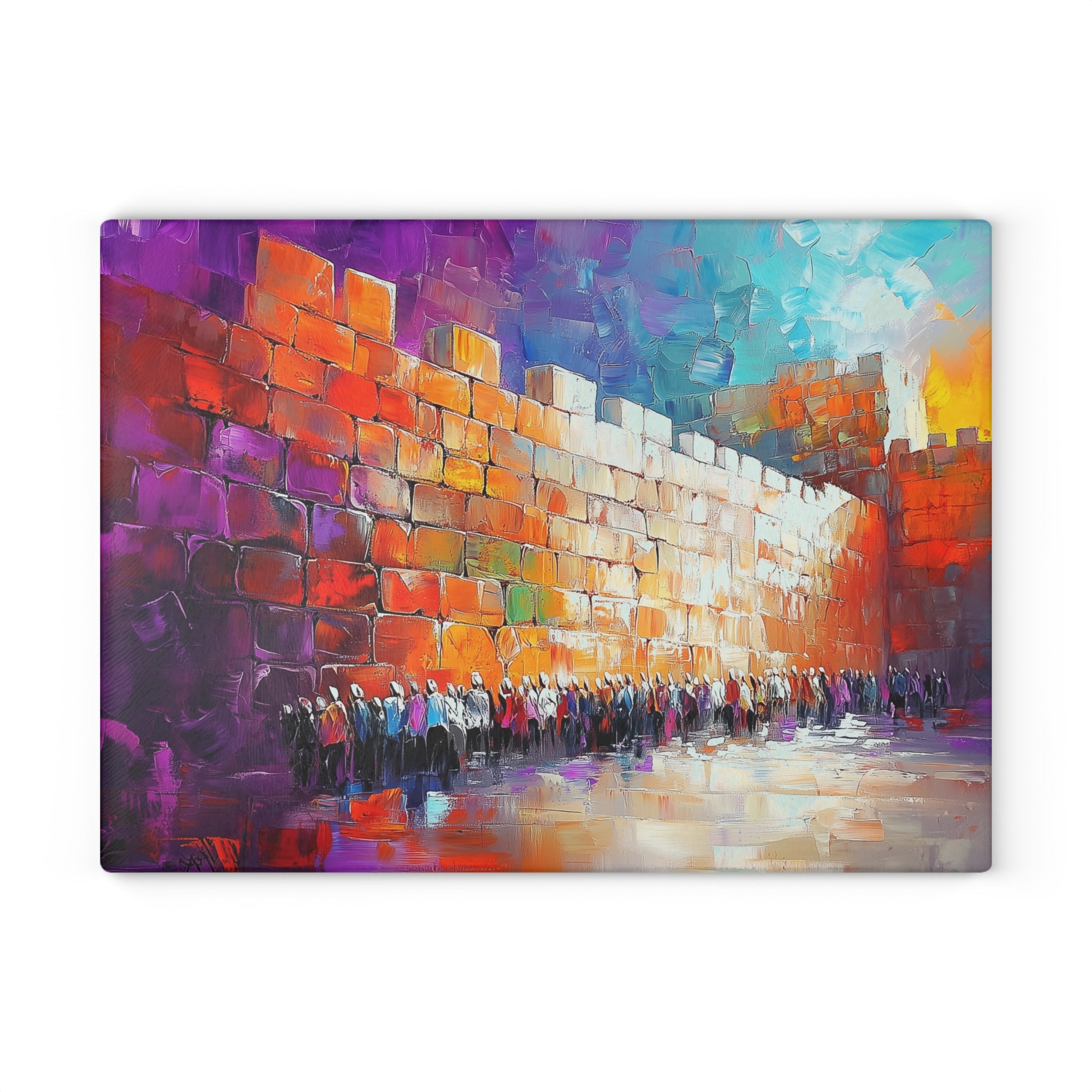 מגש יודאיקה מזכוכית של כותל ירושלים