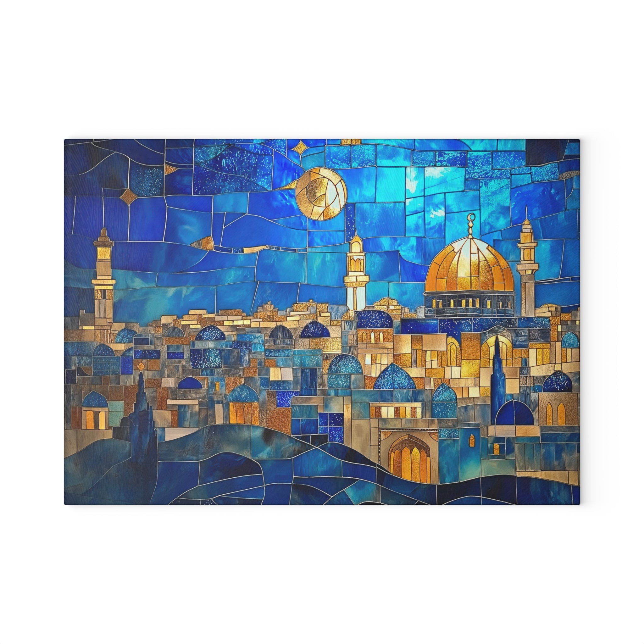 מגש יודאיקה מזכוכית לחלה ירושלמית