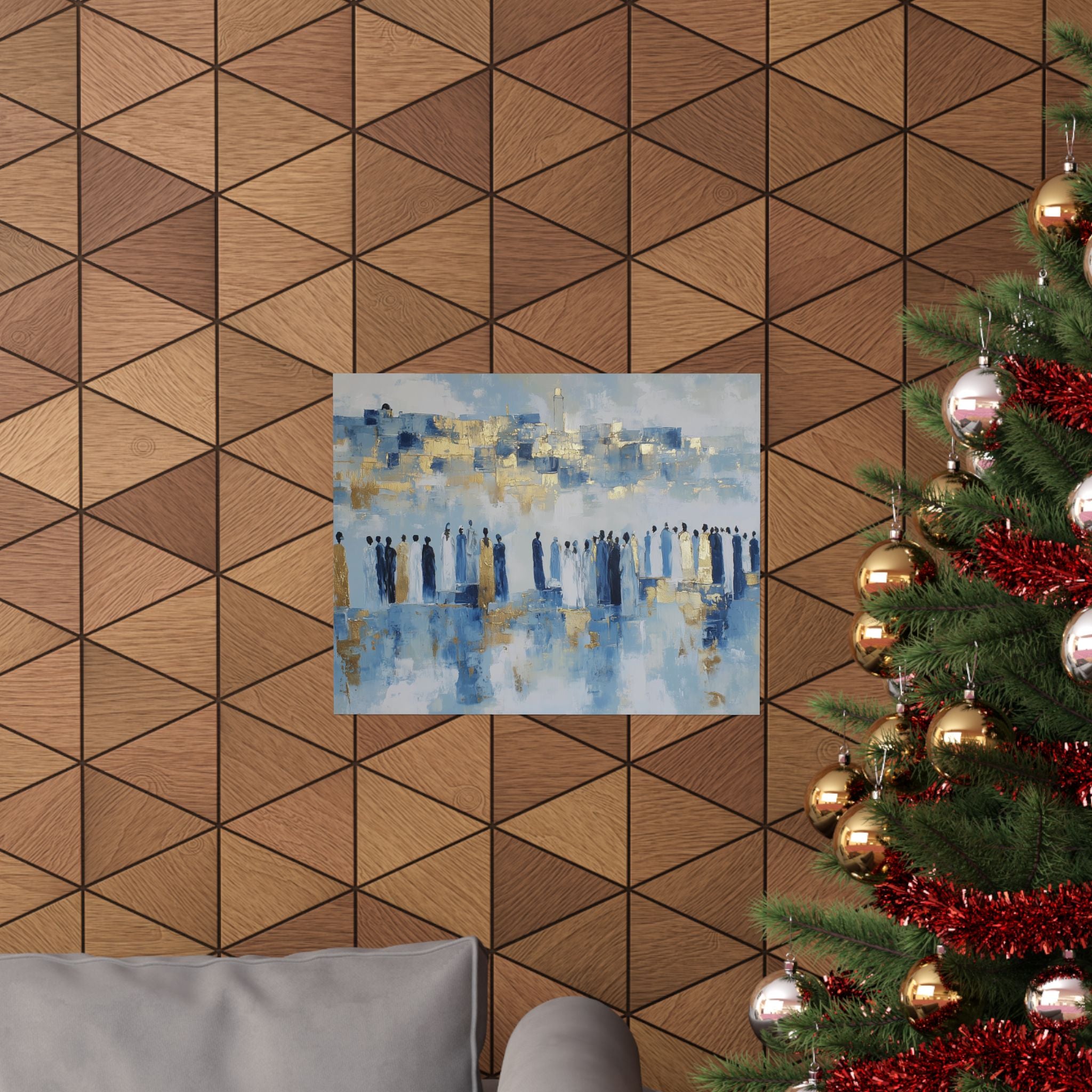 Blue Gold Jerusalem Judaica Wall Art Decor