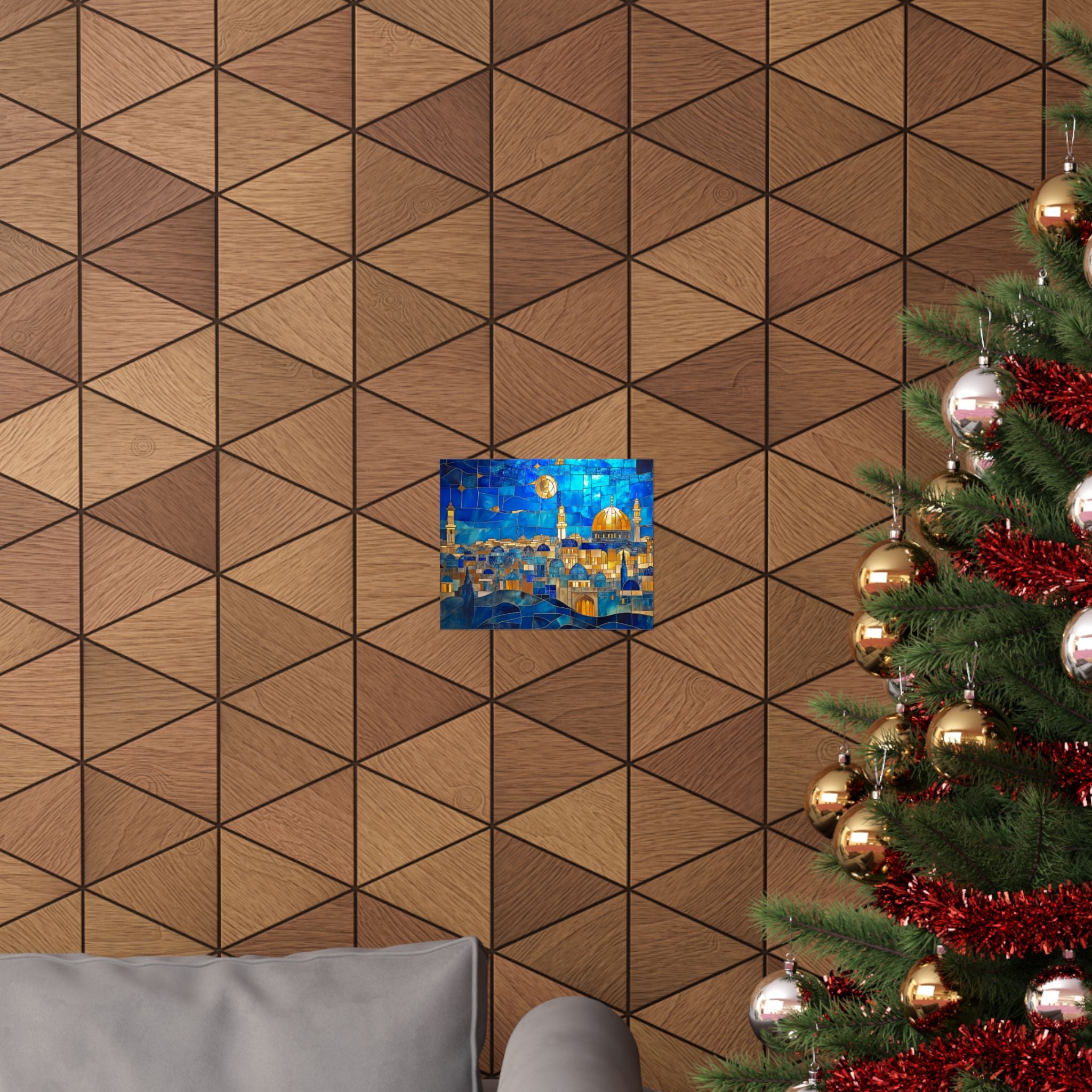 הדפס אמנות קיר ירושלים, פוסטר יודאיקה, עיצוב בית יהודי, כיפת הסלע, פסיפס