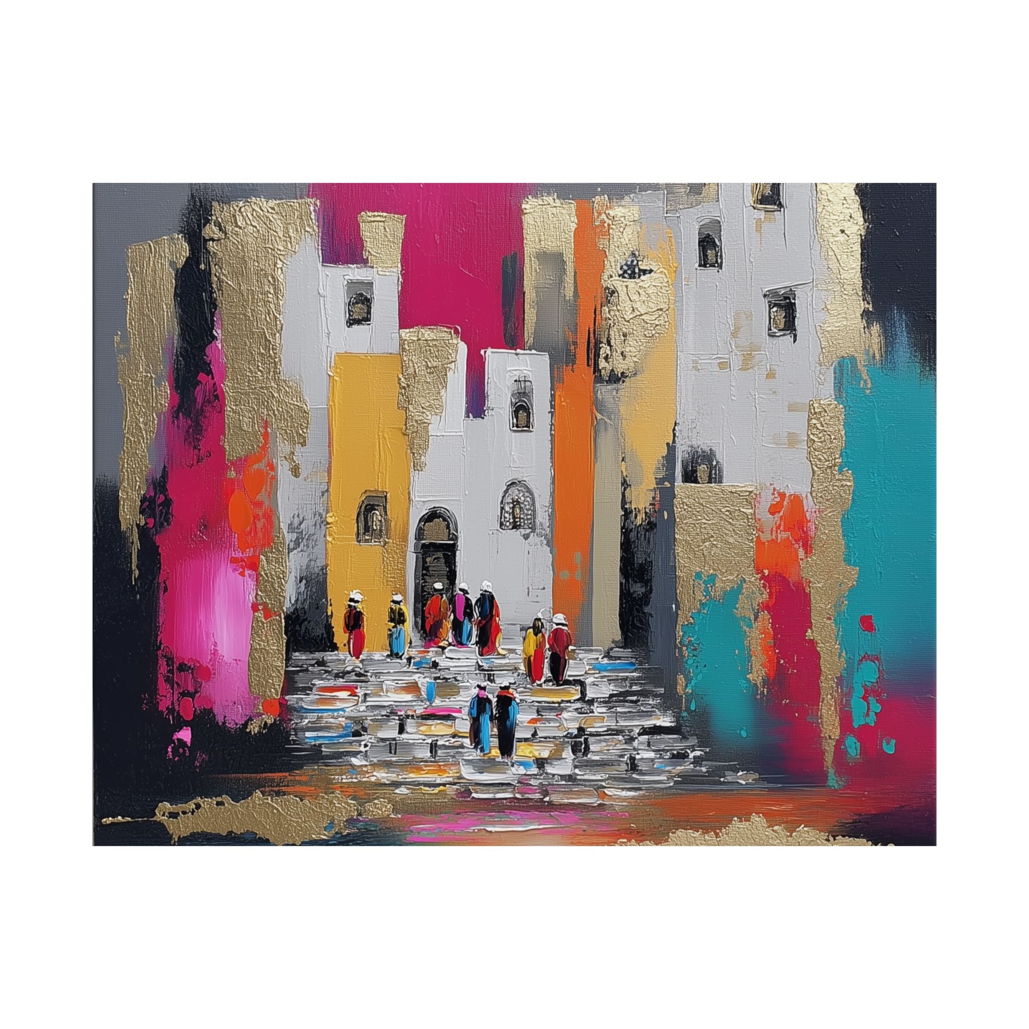 Colorful Jerusalem Judaica Wall Art Decor Canvas