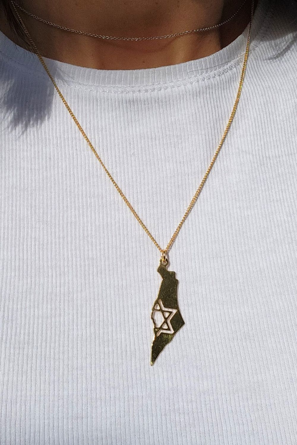 Israel Map Gold Necklace