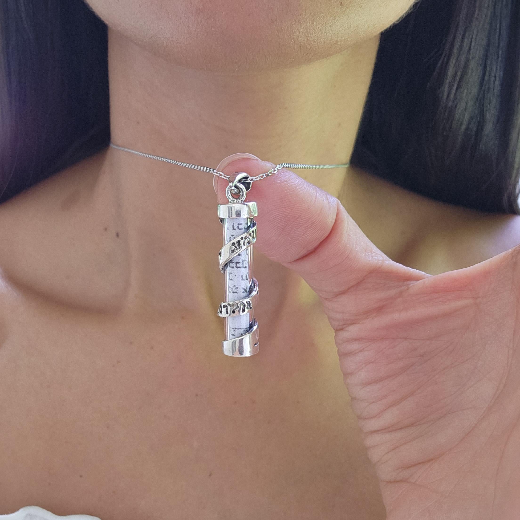 Sterling Silver Mezuzah Pendant Judaica Jewelry 925 Silver Mezuzah Israel Necklace Magen David Necklace Jewish Star Necklace Israeli Jewelry