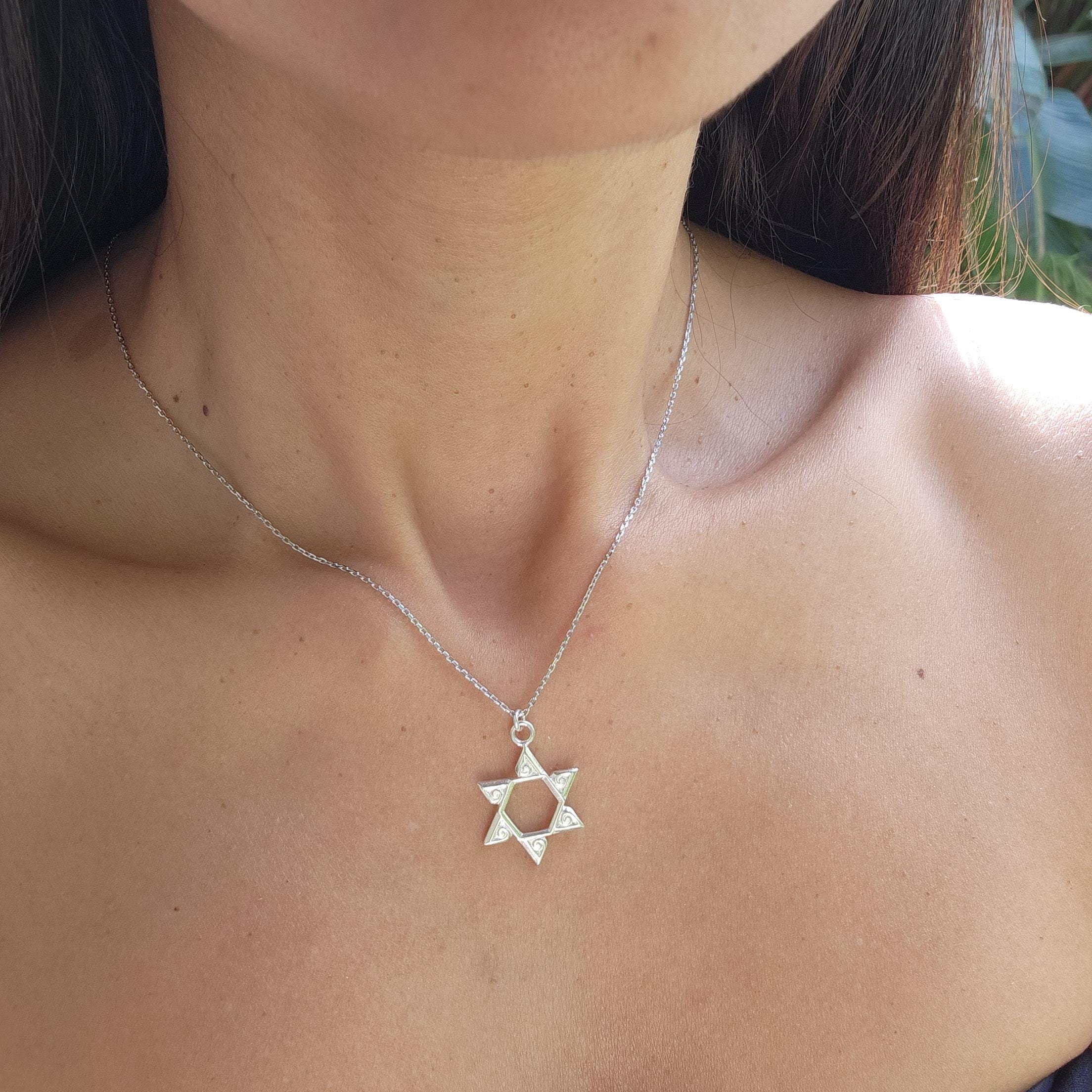 Magen David Necklace Israel 925 Silver Star of David Necklace