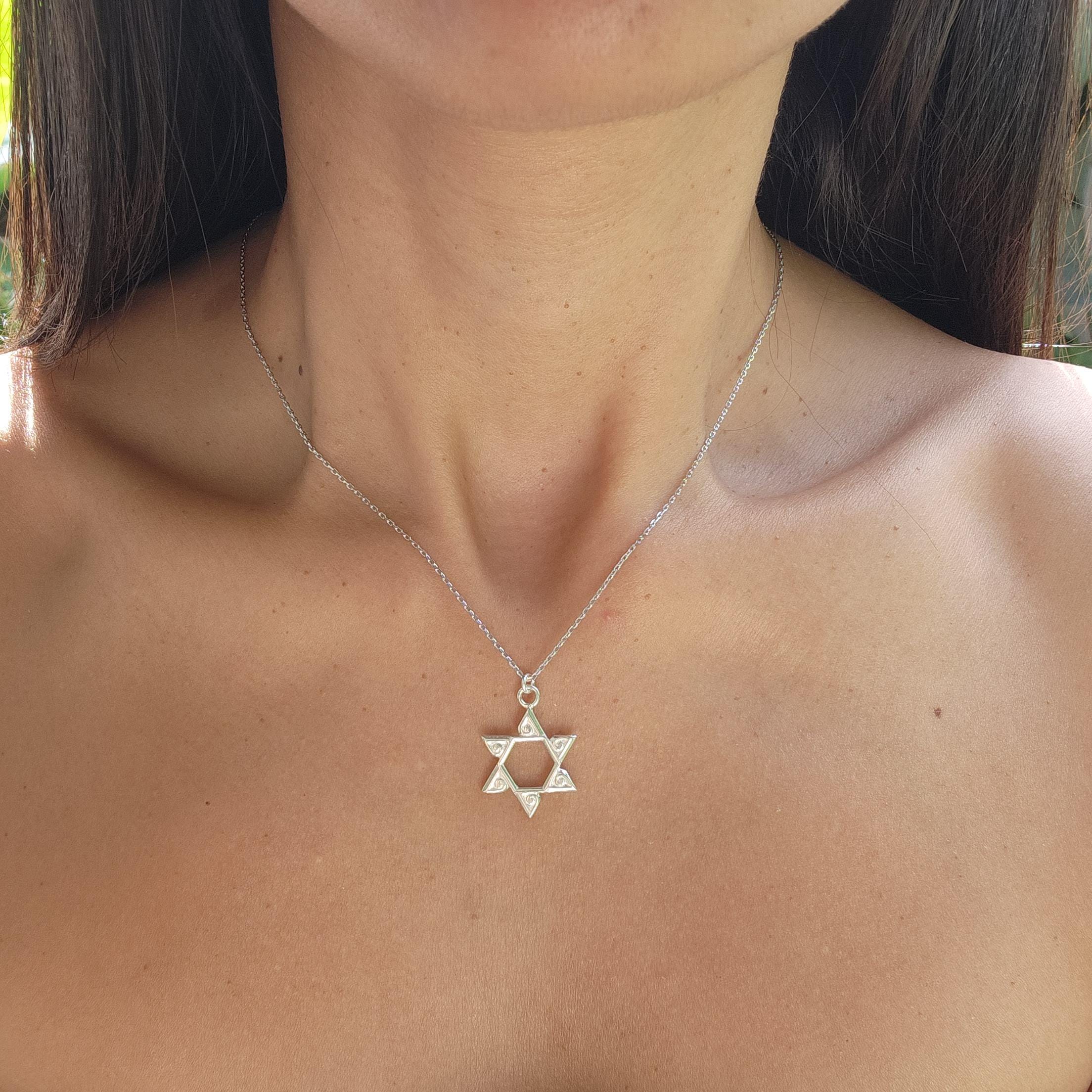 Magen David Necklace Israel 925 Silver Star of David Necklace