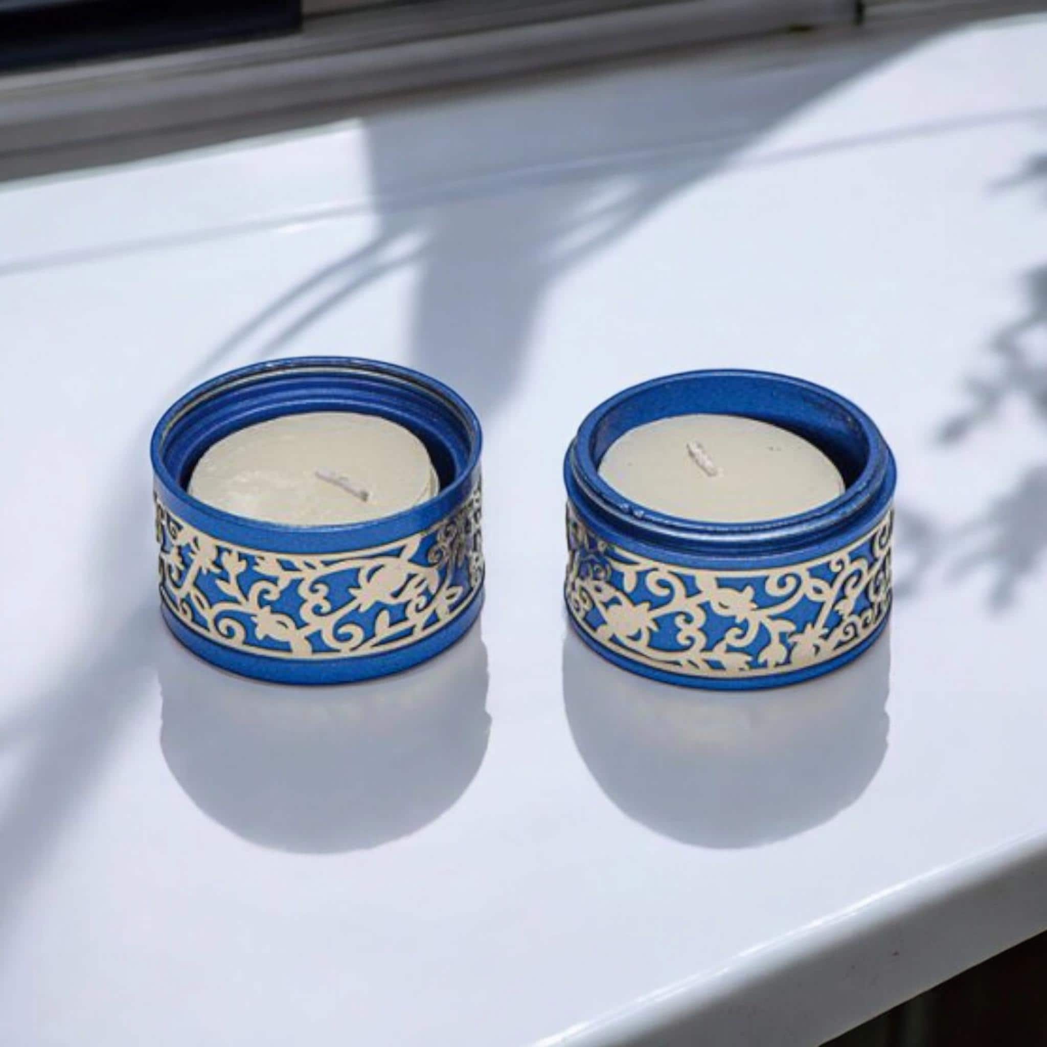 סט פמוטי קידוש לשבת לנרות שבת נרות כשרים פמוטי שבת מתנת יודאיקה מתנה יהודית אמנות ישראלית שבת שלום