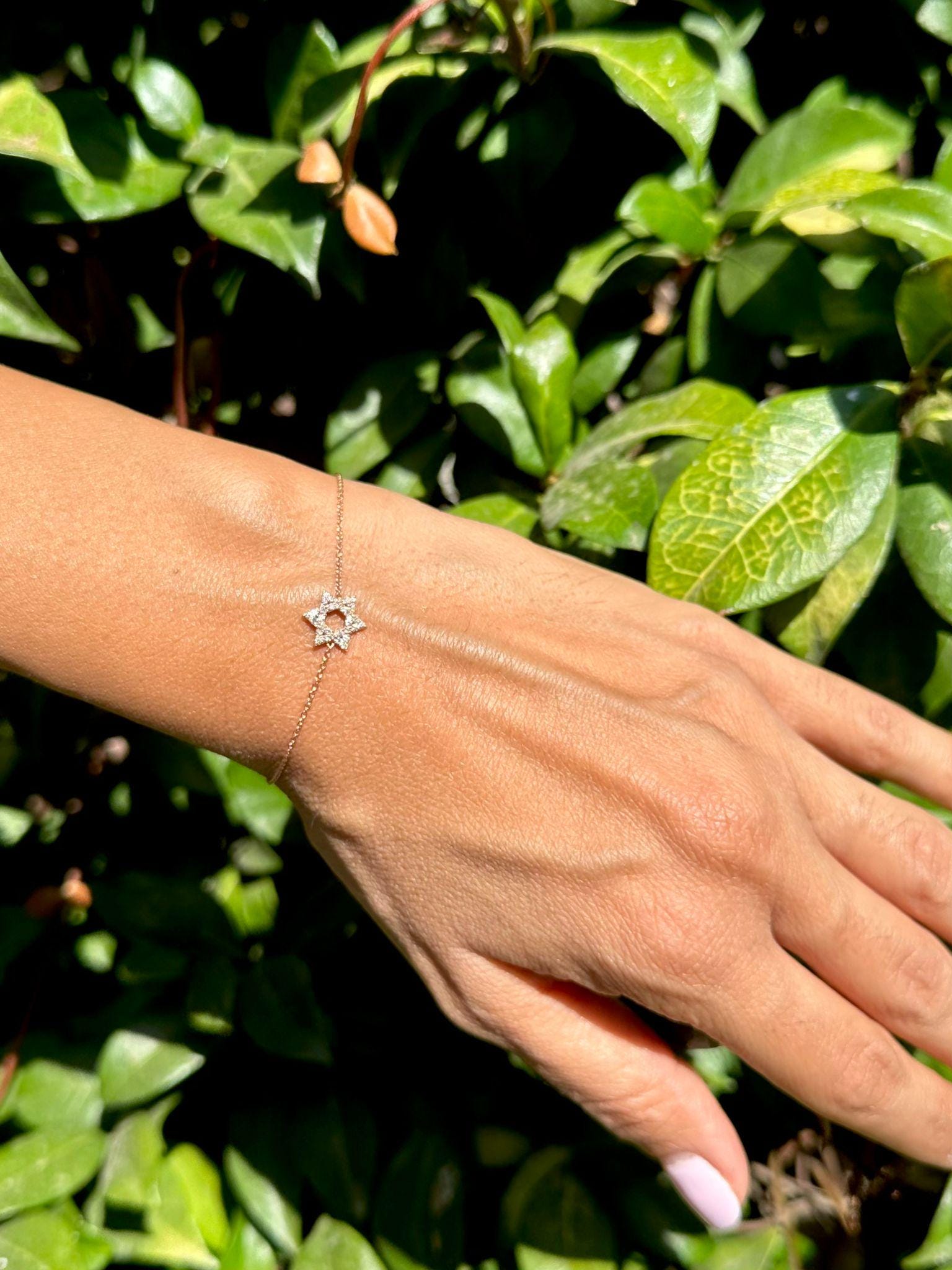 צמיד מגן דוד יהלומים צמיד זהב מגן דוד יהלומי מעבדה