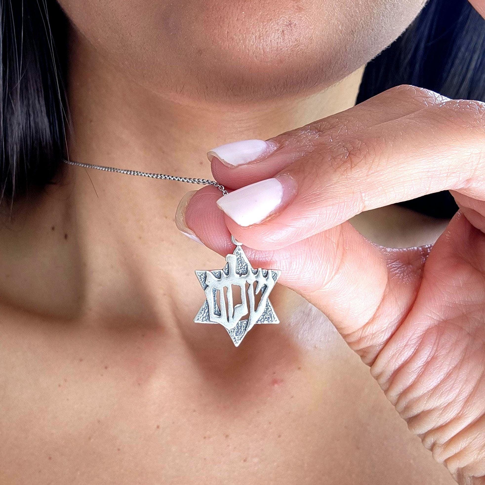 Magen David Necklace Shalom 925 Silver Star of David Necklace