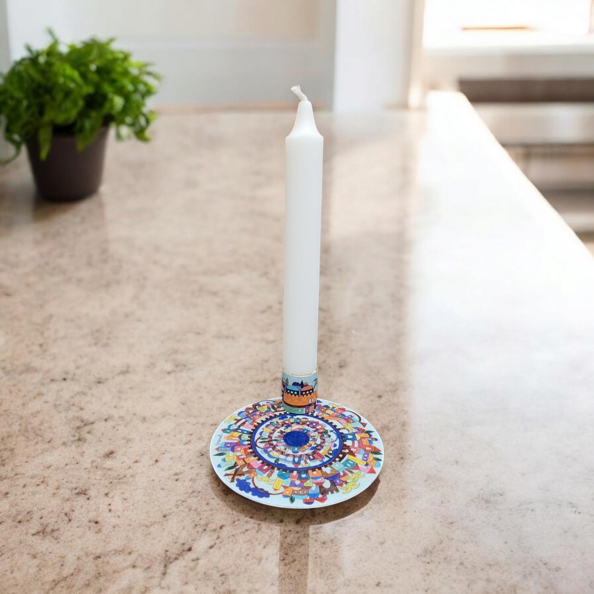 סט פמוטות שבת לנרות שבת נרות כשרים מקלות יודאיקה מתנה יהודית אמנות ישראלית שבת שלום