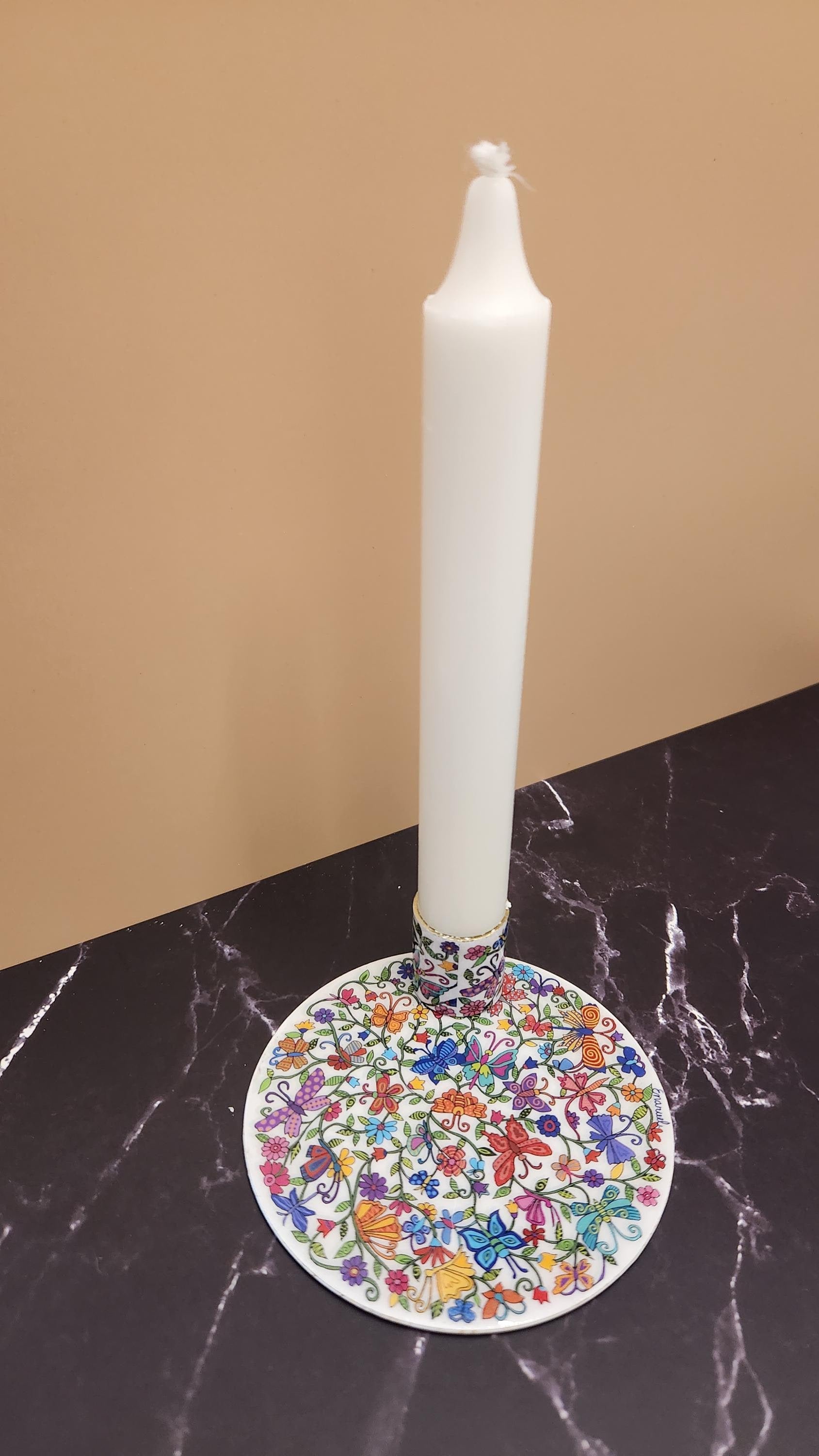 סט פמוטות שבת לנרות שבת נרות כשרים מקלות יודאיקה מתנה יהודית אמנות ישראלית שבת שלום