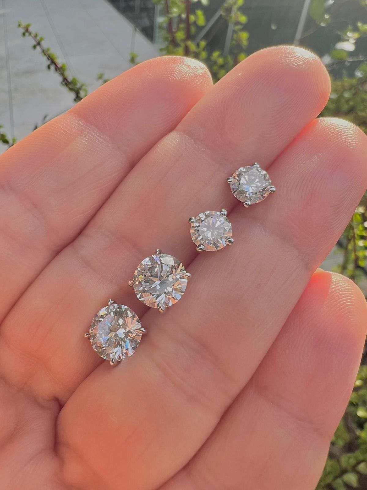 עגילי יהלומים מעובדים במעבדה 2 קראט יהלום מעבדה