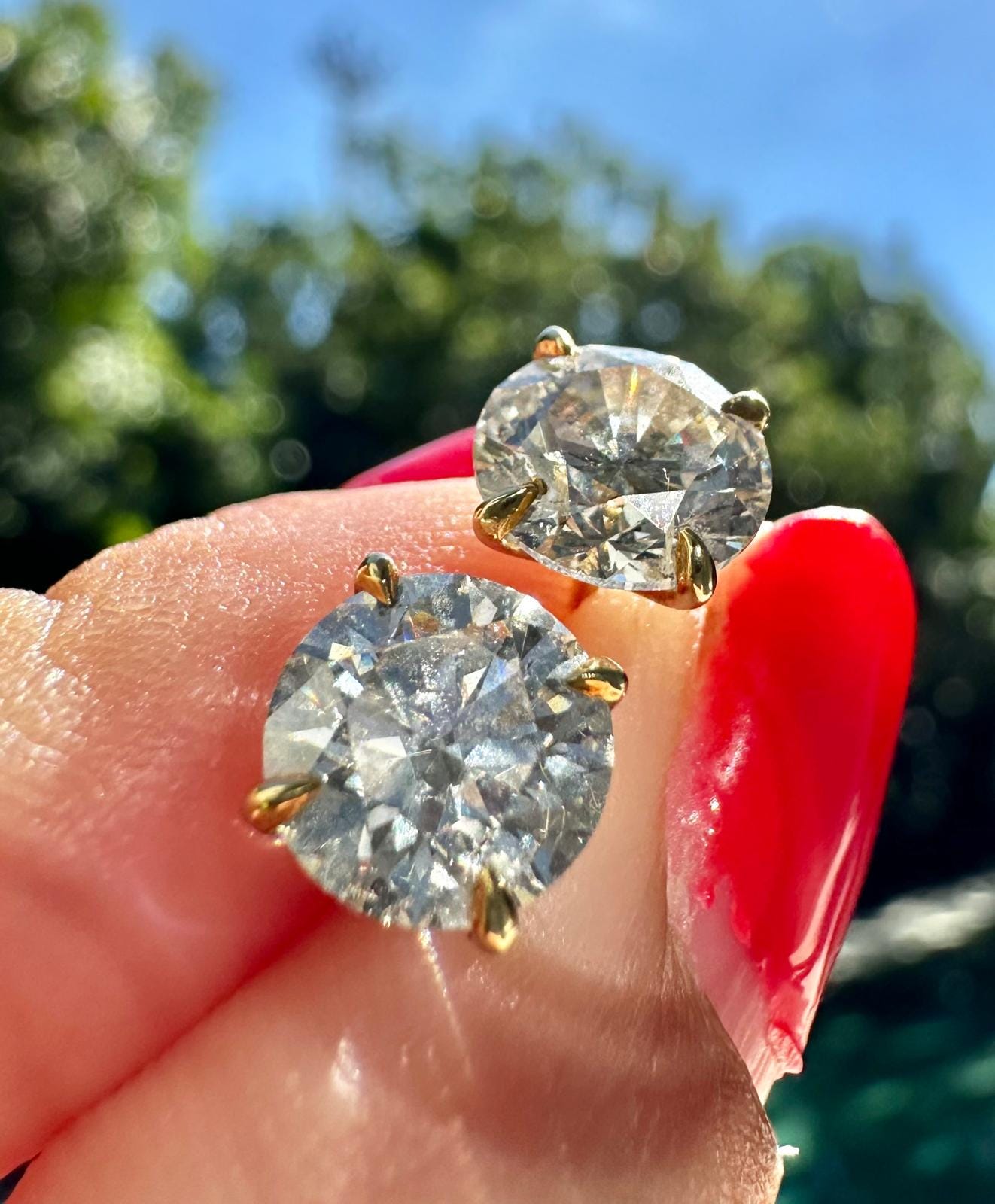 עגילי יהלומים מעובדים במעבדה 2 קראט יהלום מעבדה