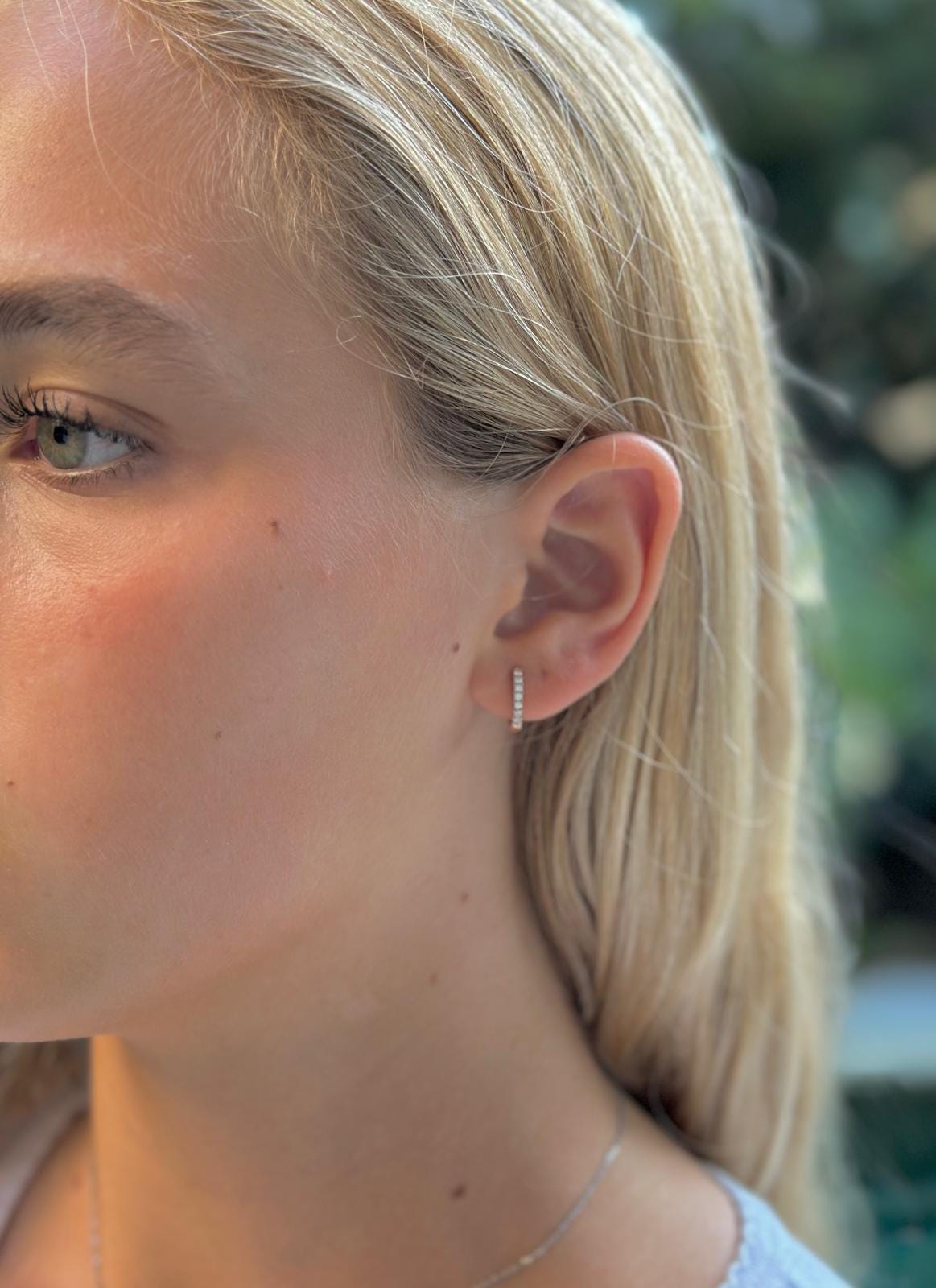 עגילי מעבדה עגילי יהלום חישוק זהב 14k