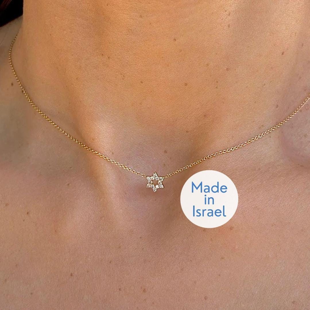 שרשרת יהלומים מגן דוד 14 קראט זהב מלא