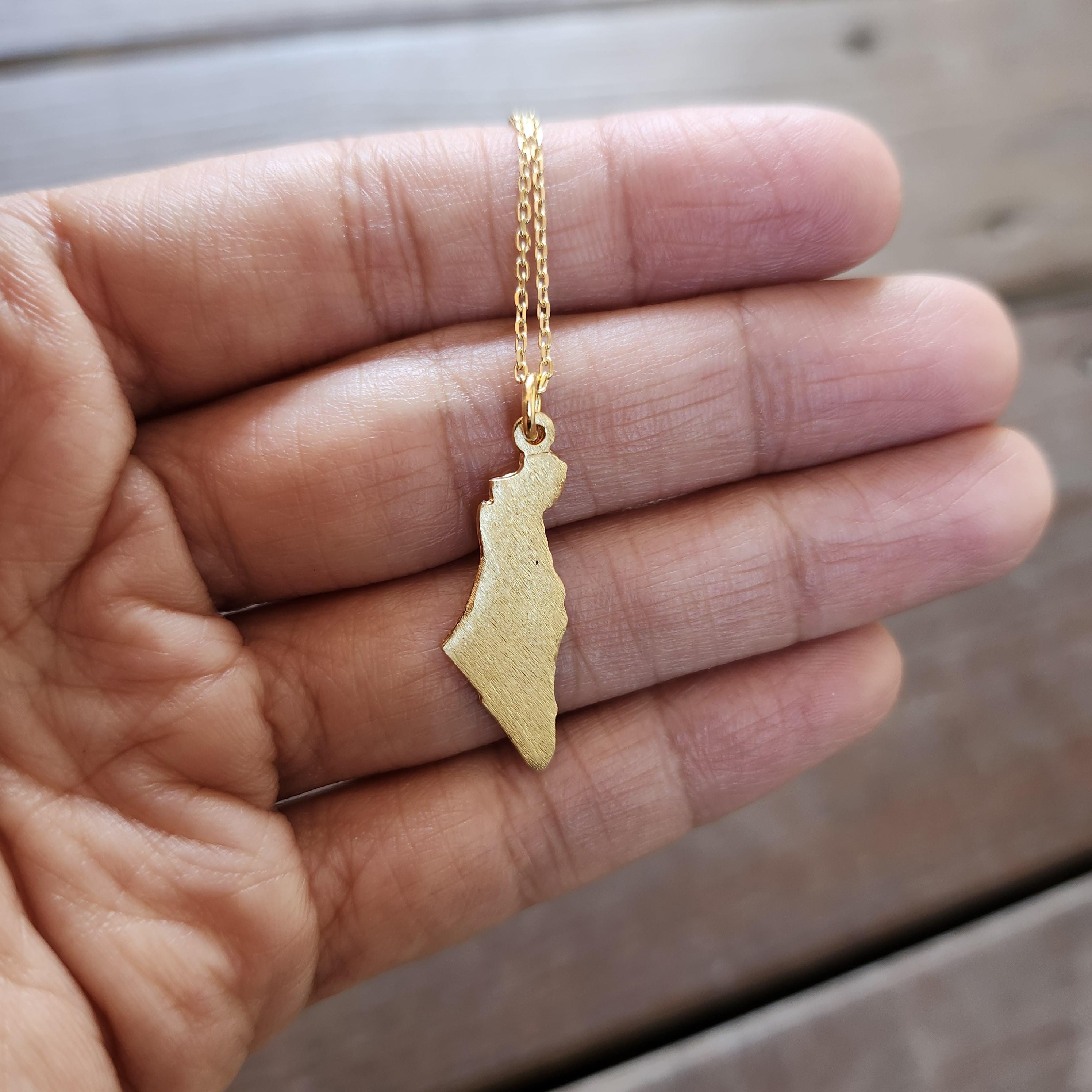 Israel Map Necklace Jewish Star Necklace